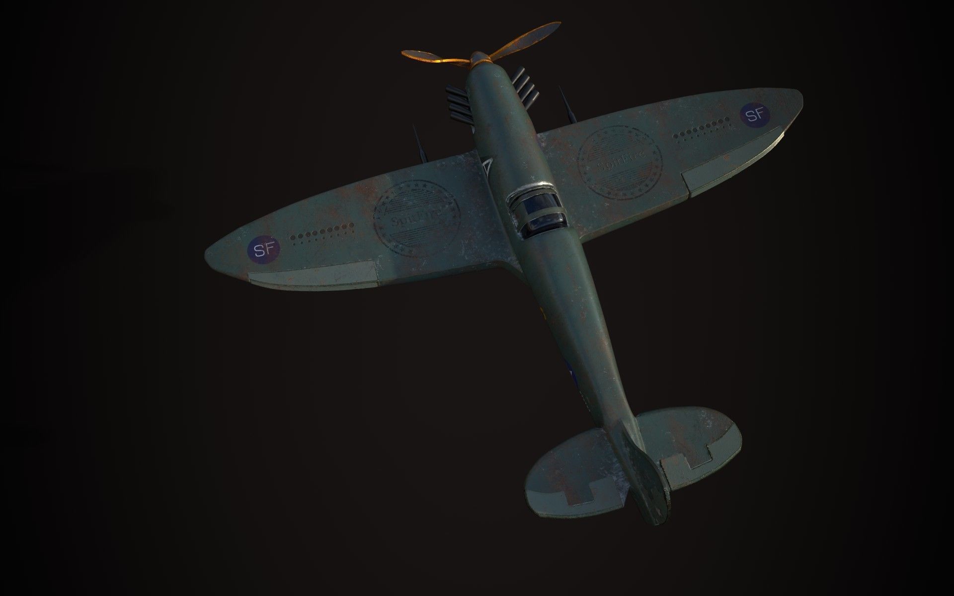 Spitfire wwii fighter plane 3D model_14