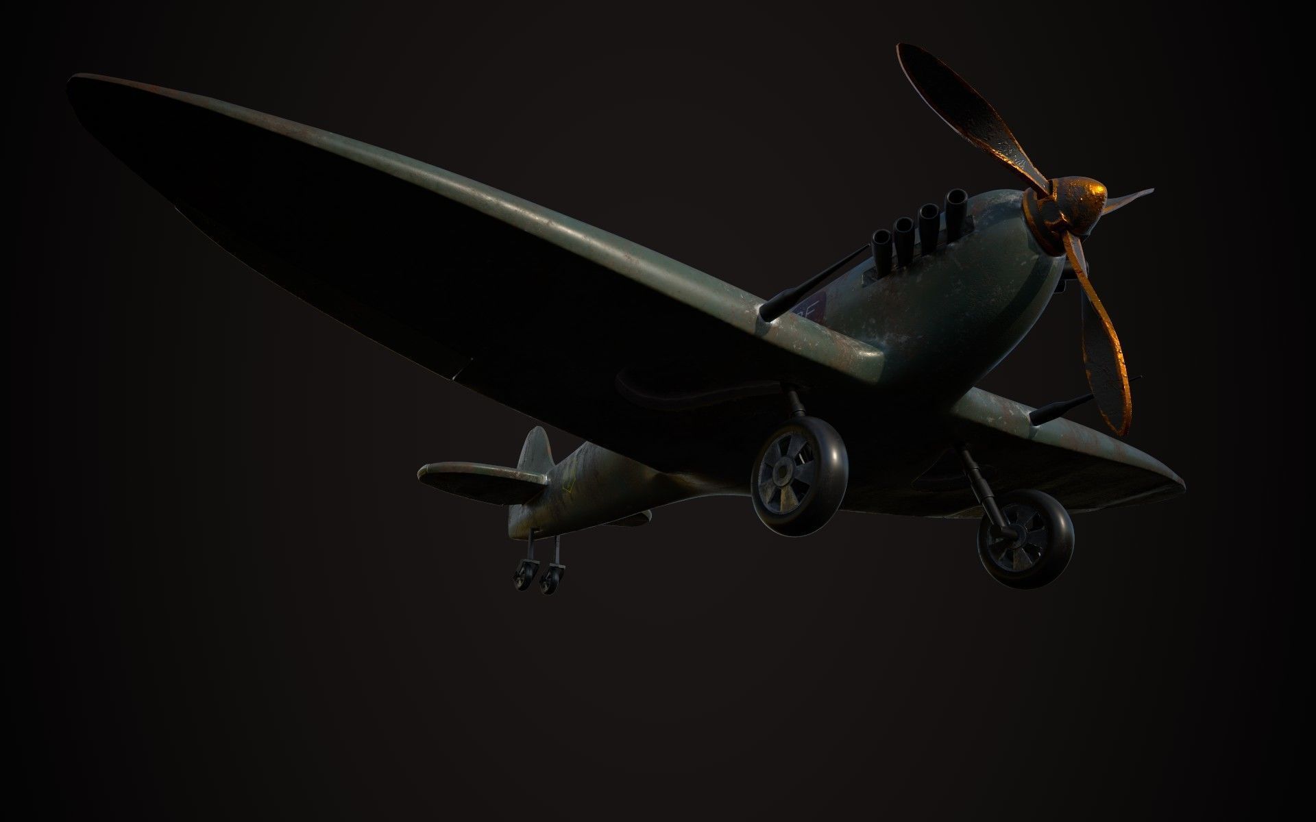 Spitfire wwii fighter plane 3D model_18