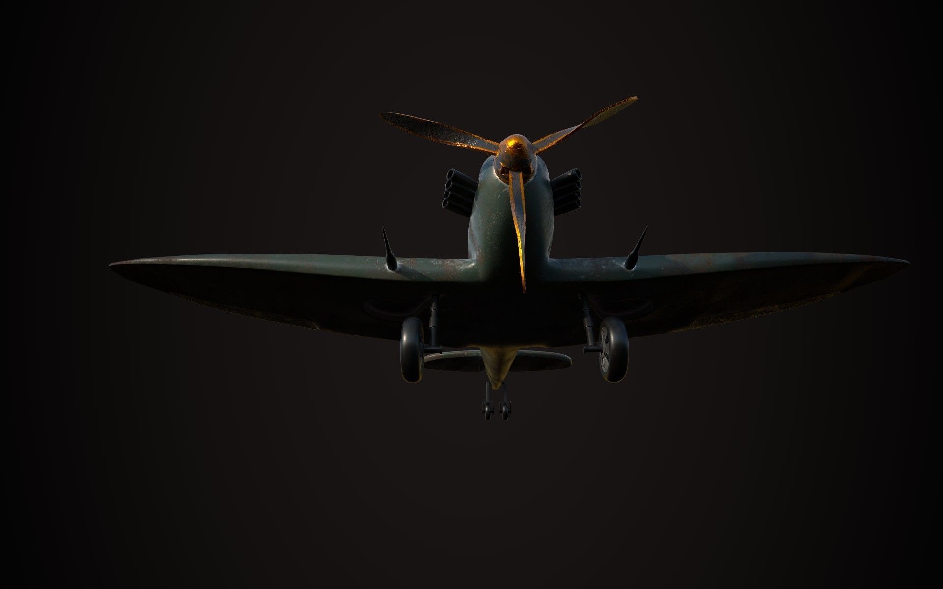 Spitfire wwii fighter plane 3D model_10