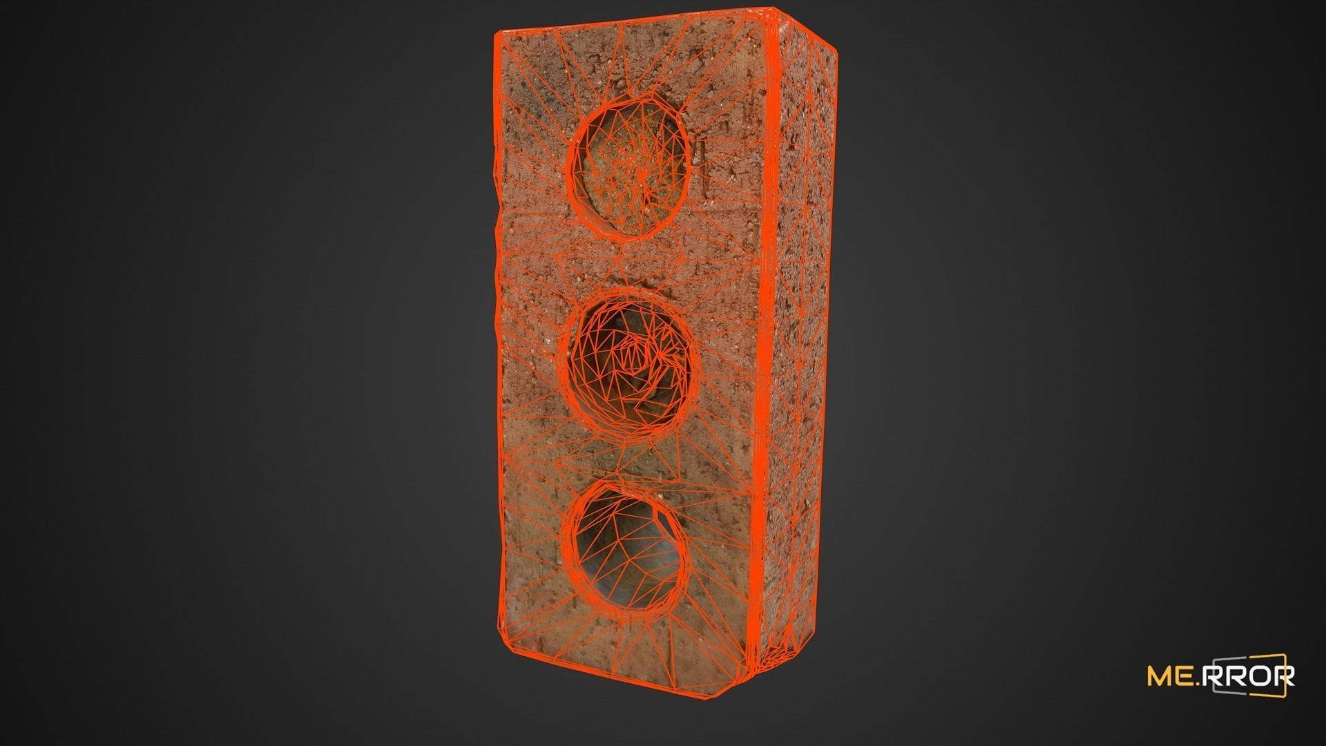 Game Ready Brick with holes in it Low-poly 3D model_3