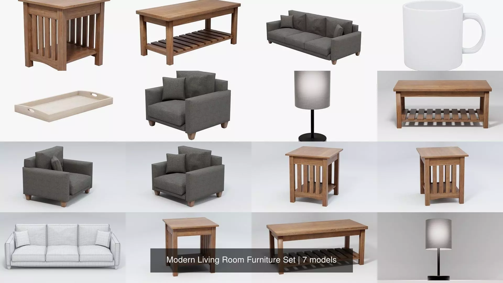 Modern Living Room Furniture Set 3D Model Collection_1