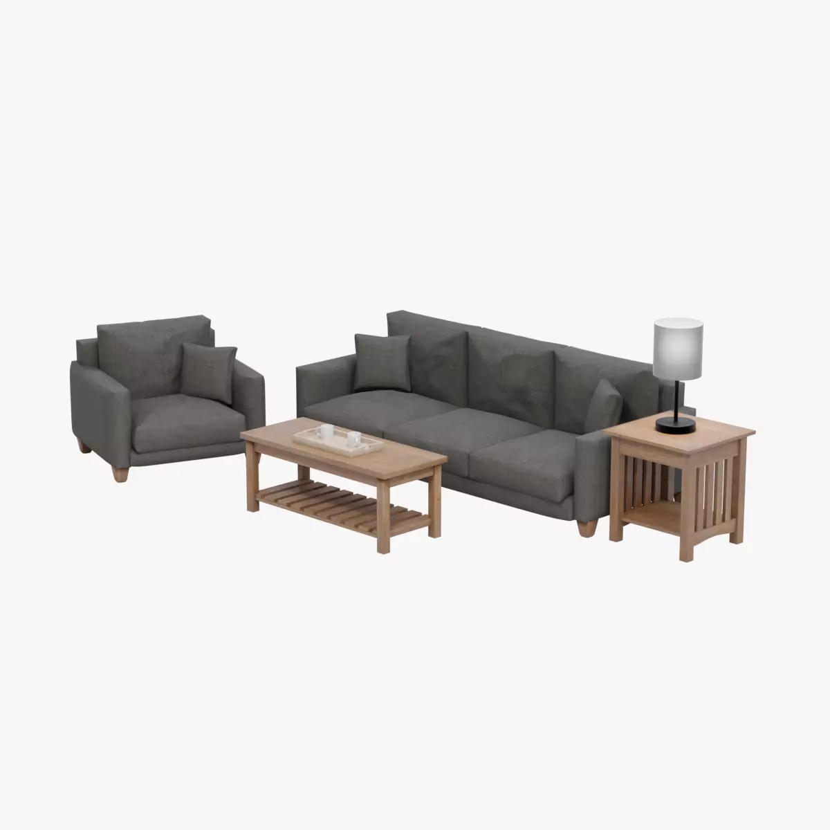 Modern Living Room Furniture Set 3D Model Collection_0