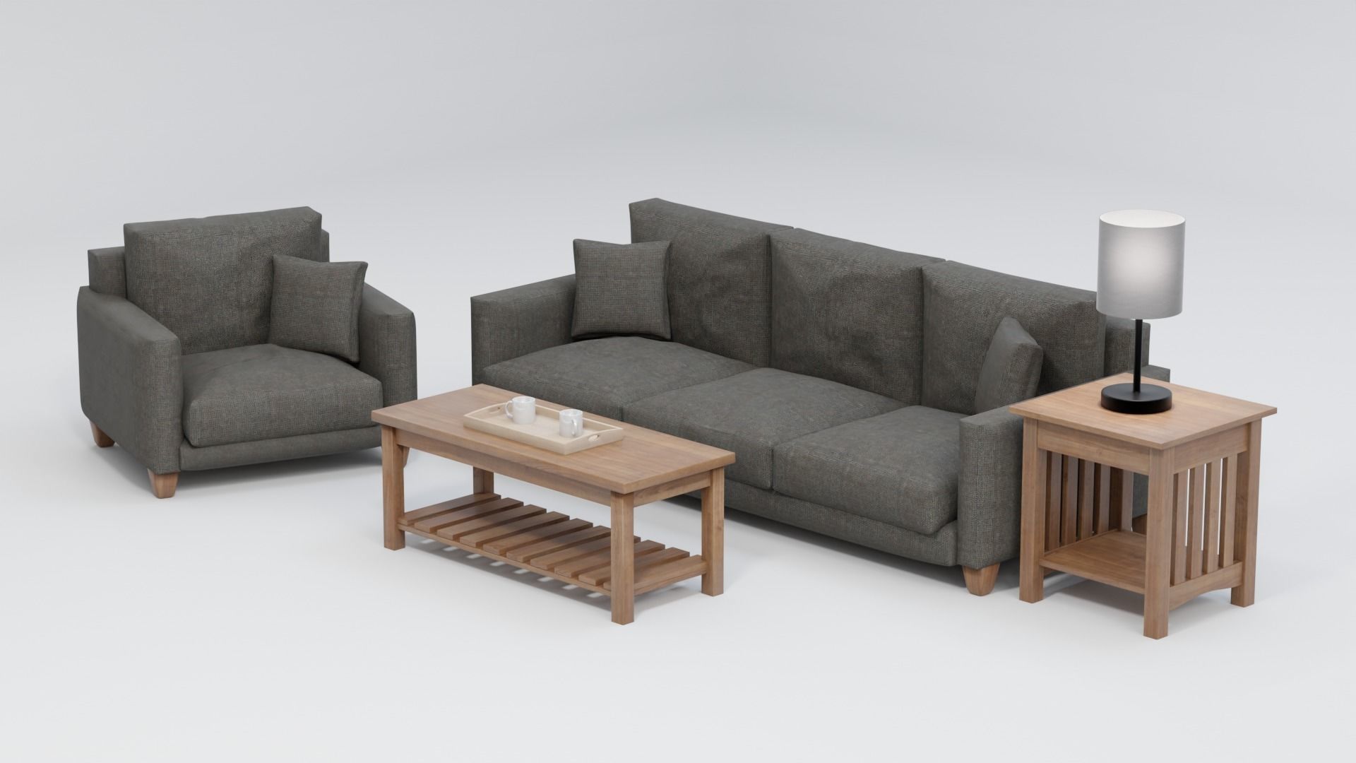 Modern Living Room Furniture Set 3D Model Collection_2