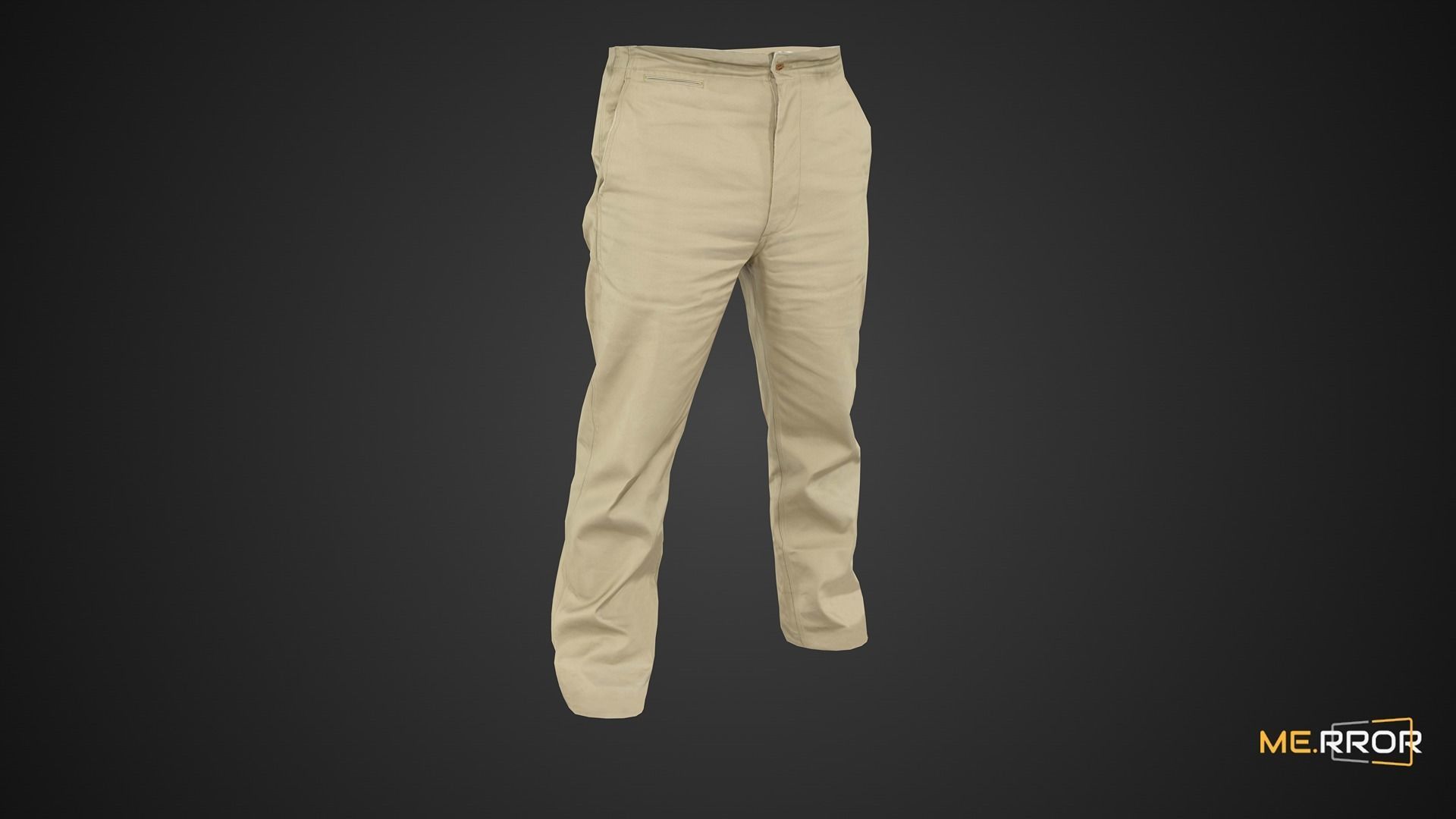 Game Ready Beige Pants Low-poly 3D model_5