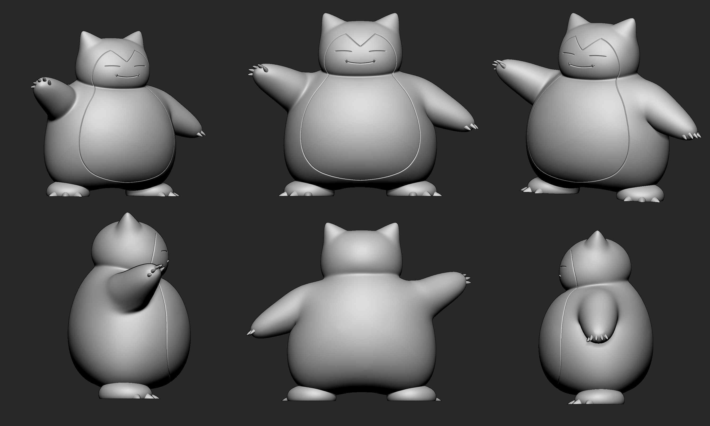 Pokemon - Munchlax and Snorlax with 2 poses 3D print model_8