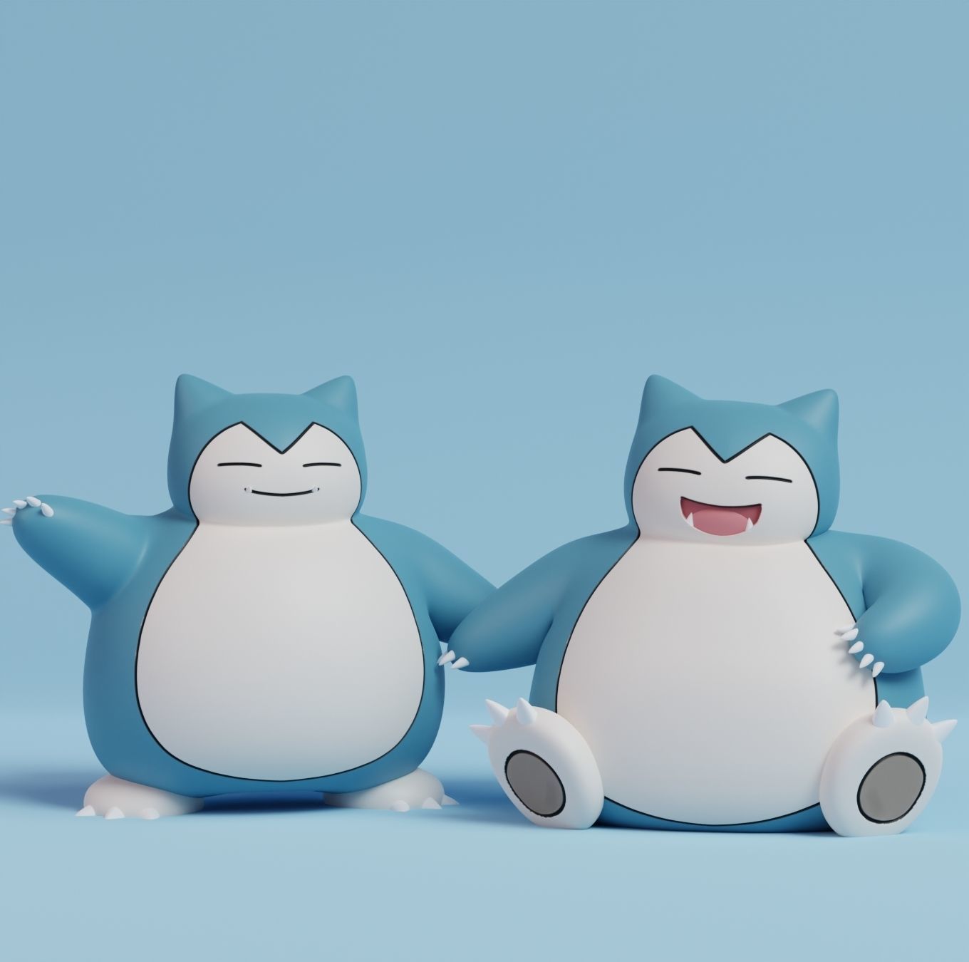 Pokemon - Munchlax and Snorlax with 2 poses 3D print model_6