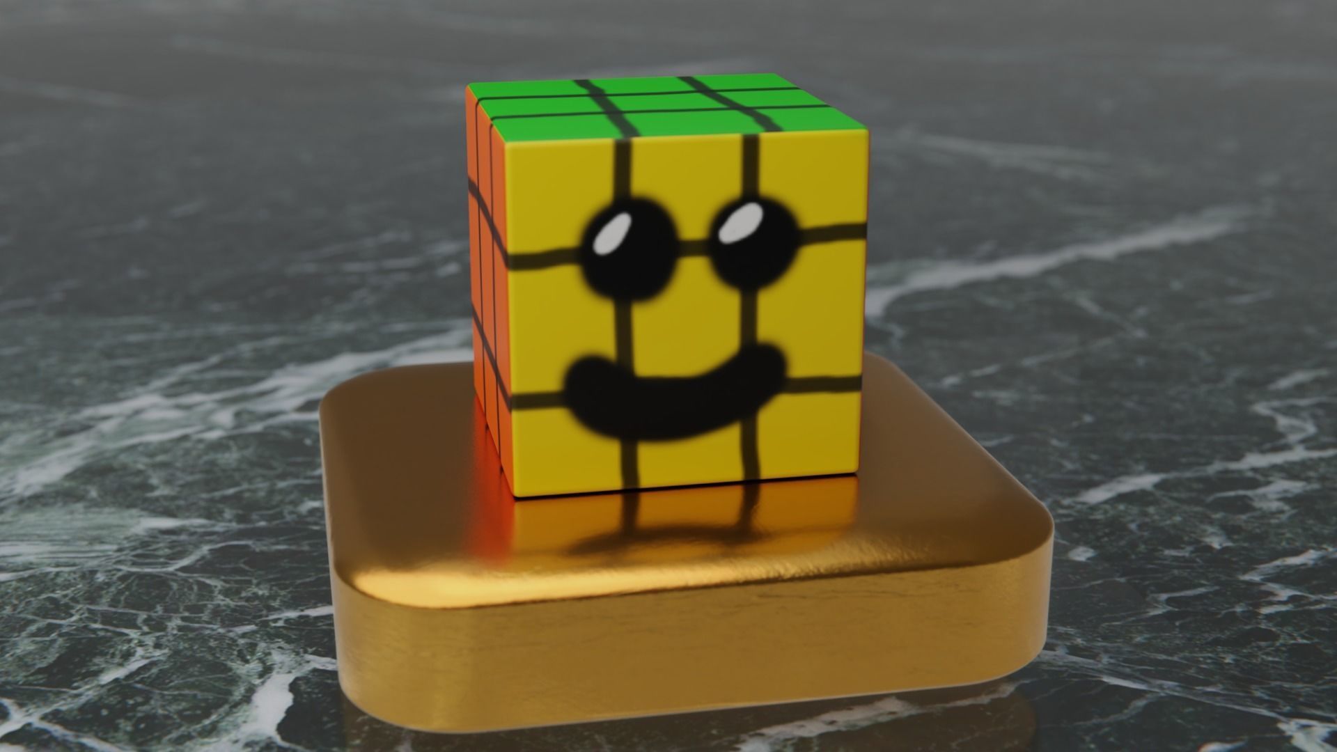 Cubehead Model Free low-poly 3D model_3