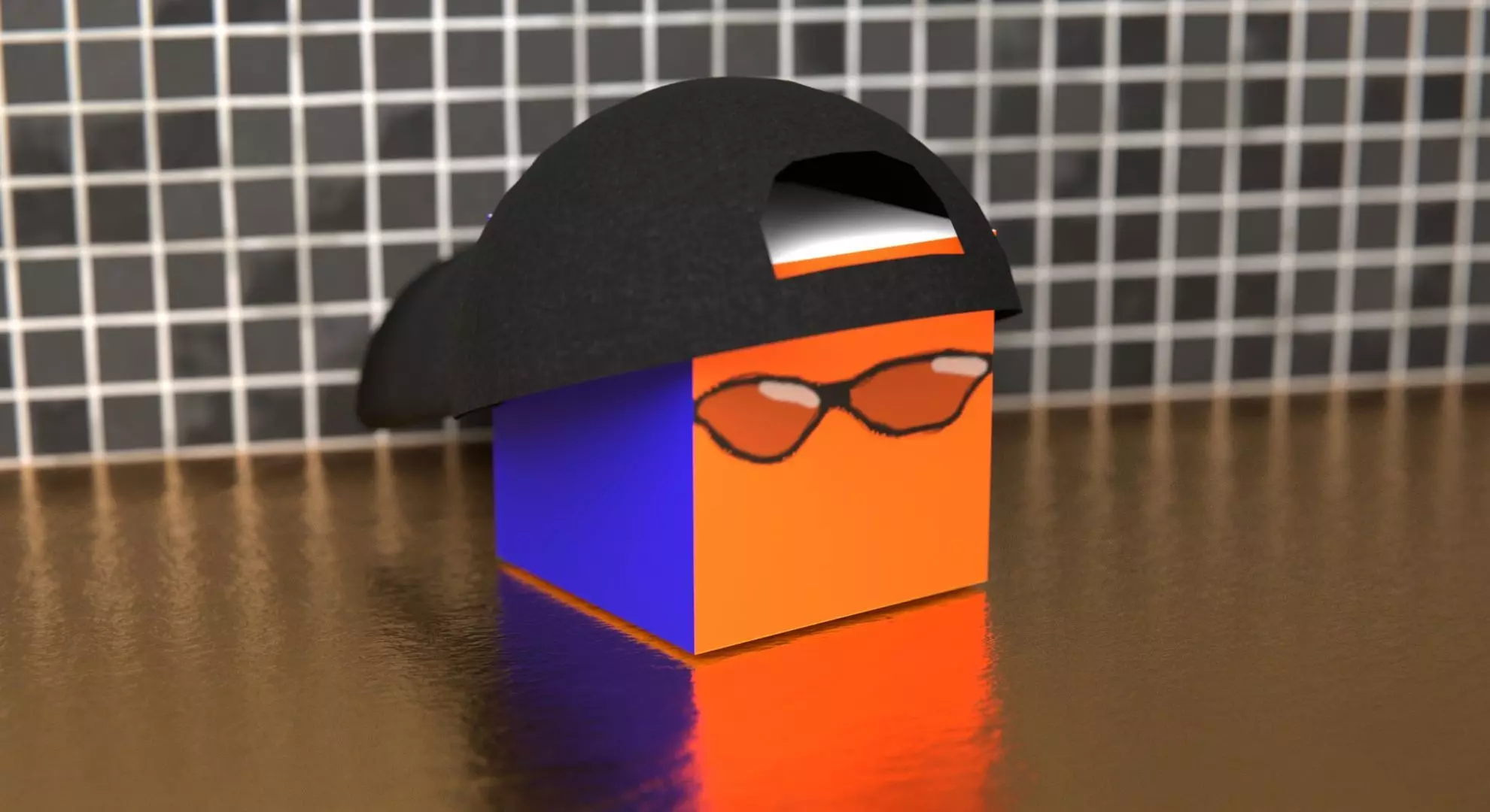 Cubehead Model Free low-poly 3D model_0