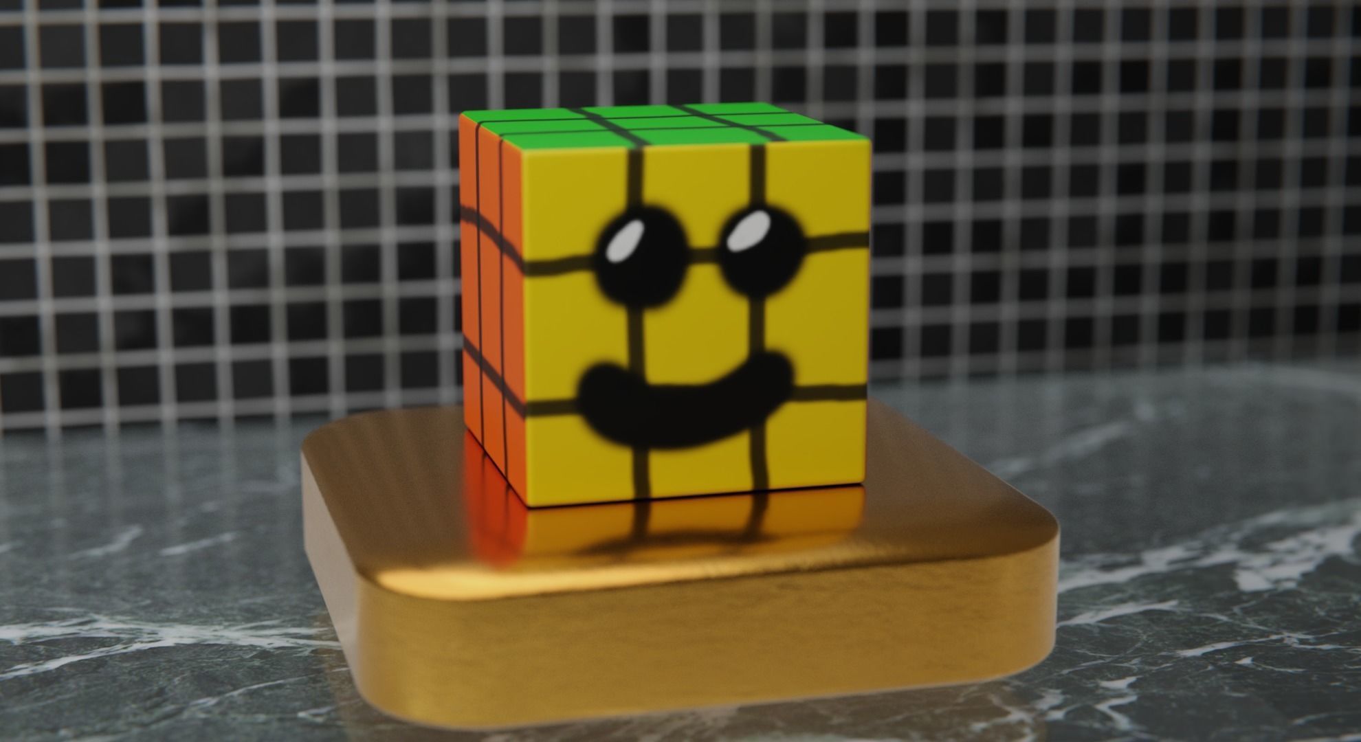 Cubehead Model Free low-poly 3D model_4