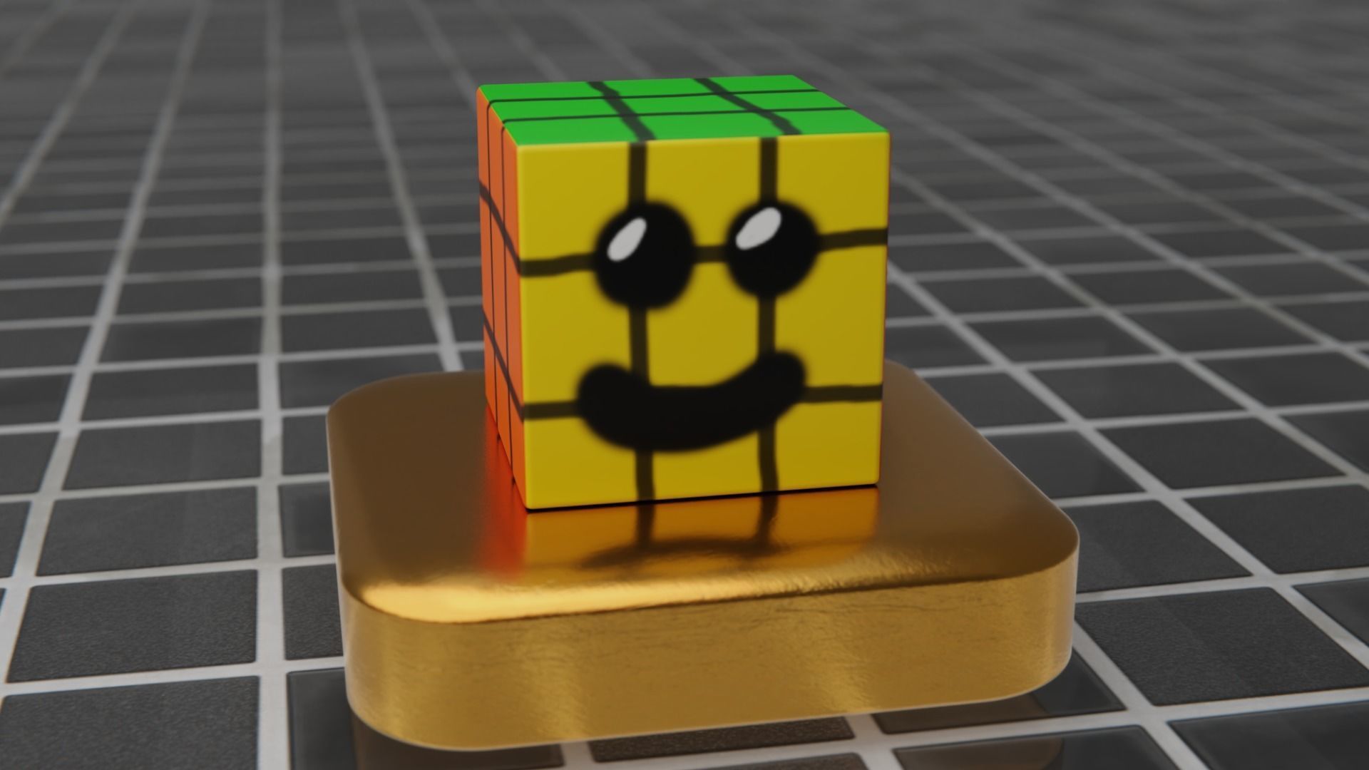 Cubehead Model Free low-poly 3D model_5