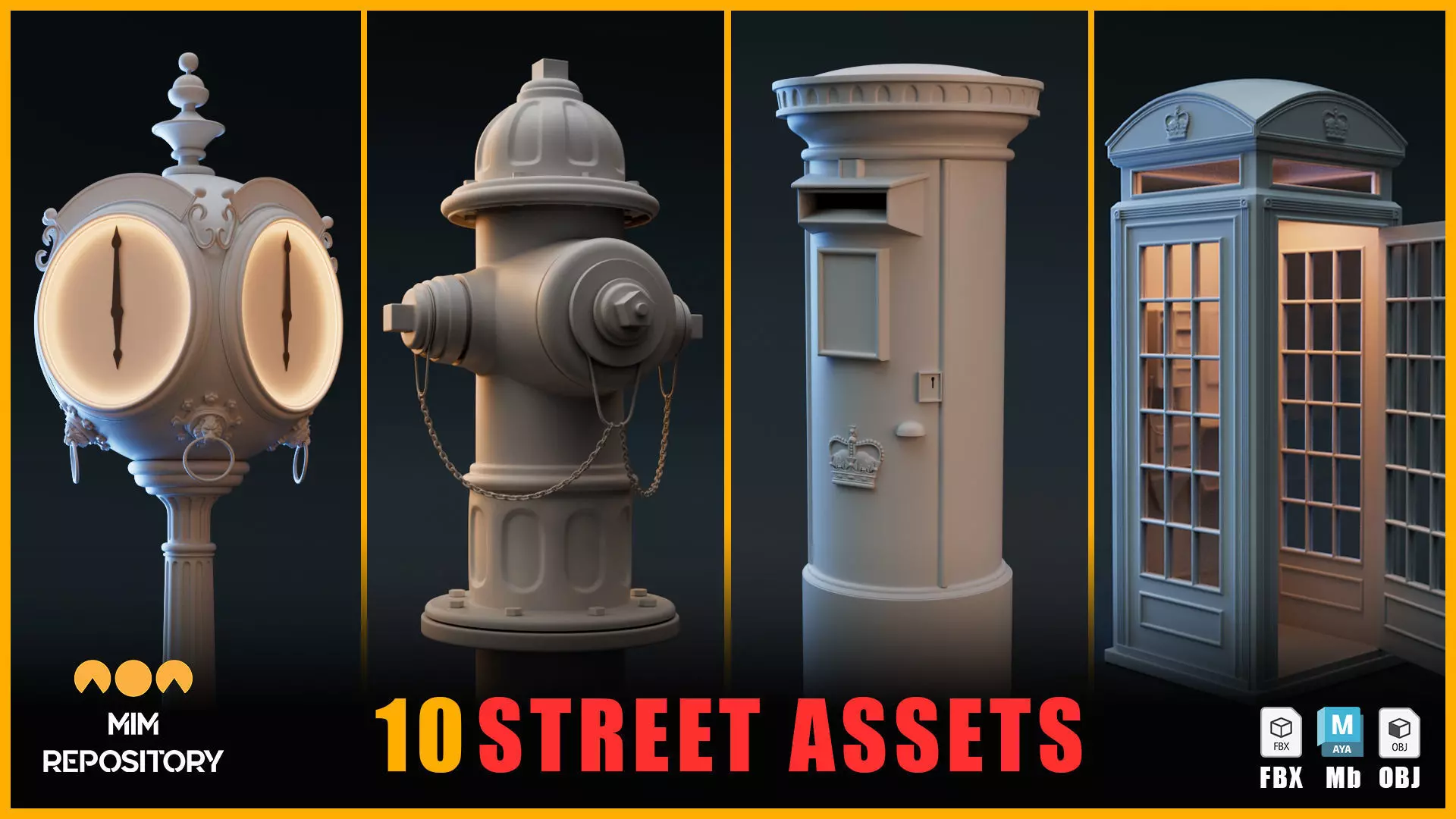 10 Street Assets 3D model_0