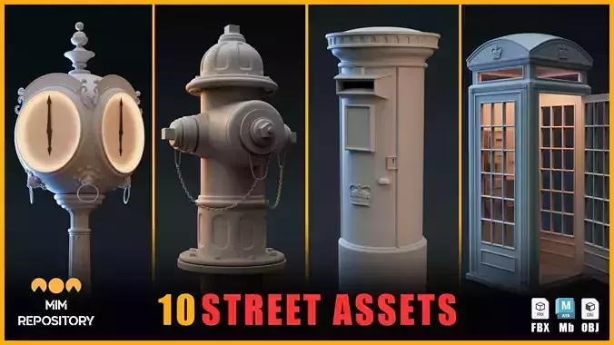 10 Street Assets 3D model