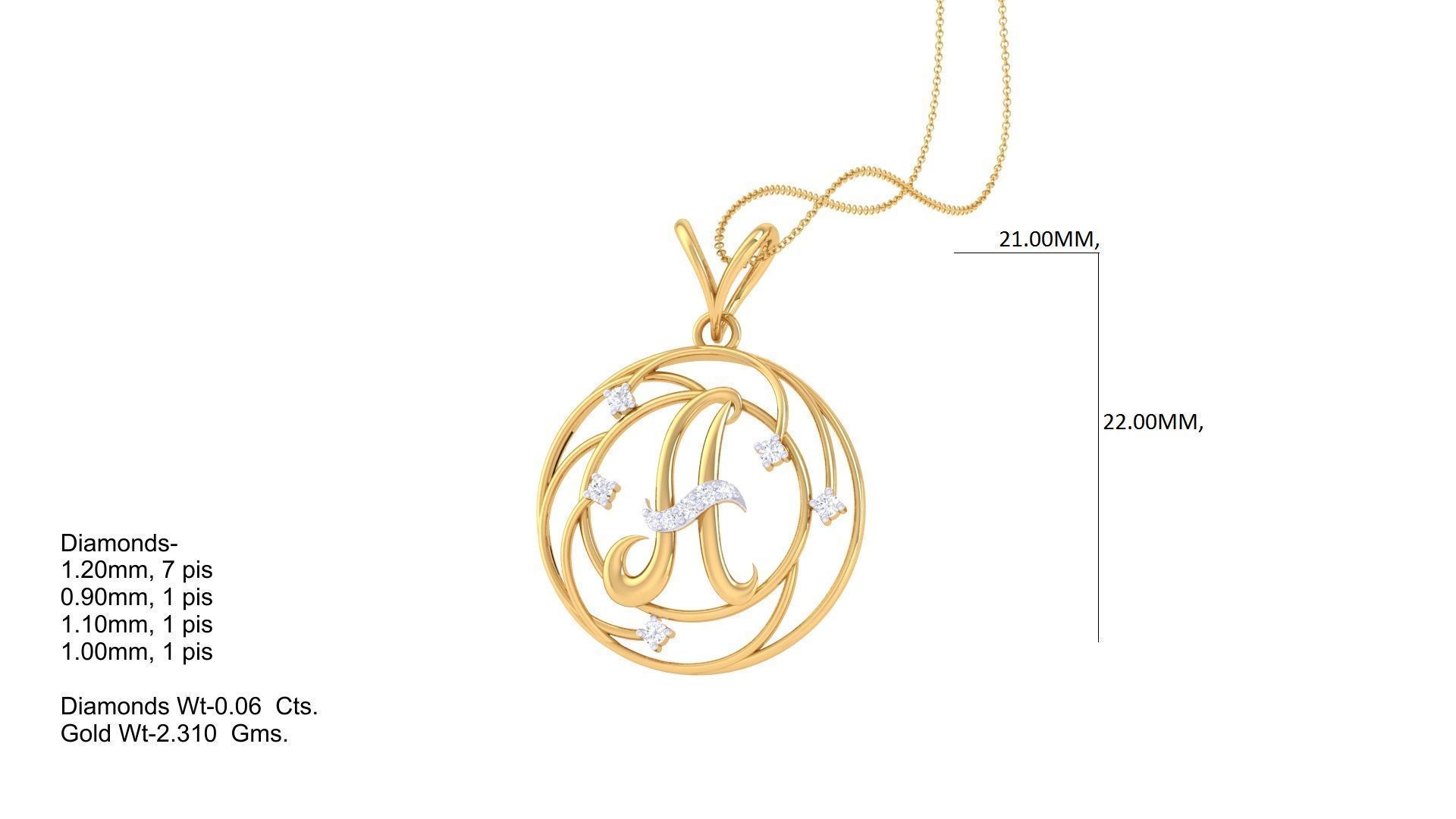 Alphabet - A Pendant 3dm STL OBJ FBX Renders Details 3D print model_1