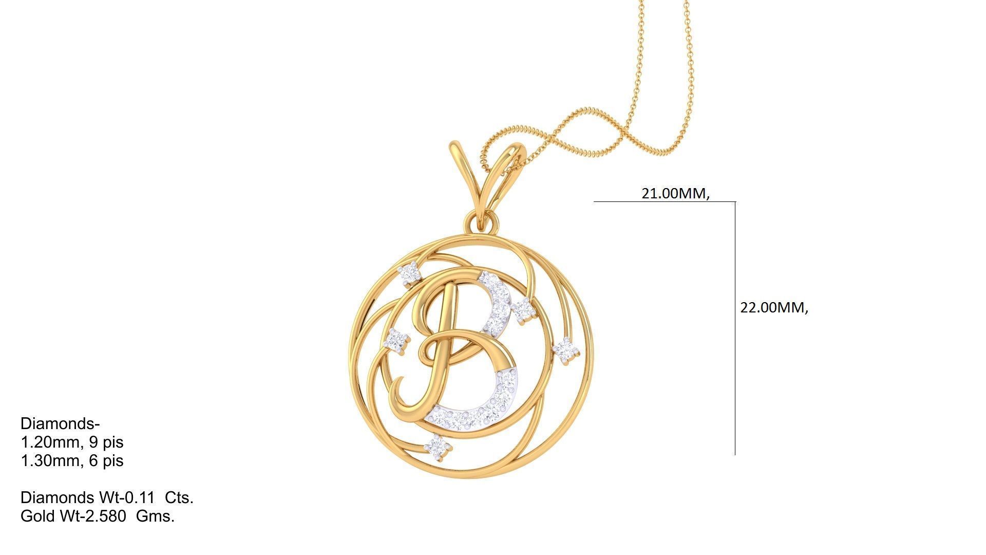 Alphabet - B Pendant 3dm STL OBJ FBX Renders Details 3D print model_1