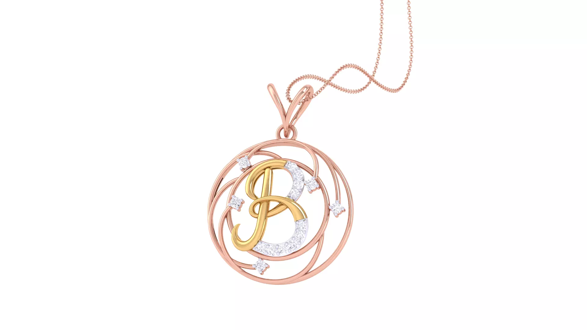 Alphabet - B Pendant 3dm STL OBJ FBX Renders Details 3D print model_0