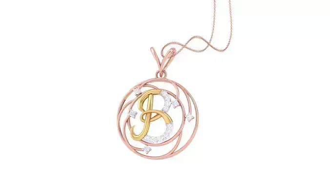 Alphabet - B Pendant 3dm STL OBJ FBX Renders Details 3D print model