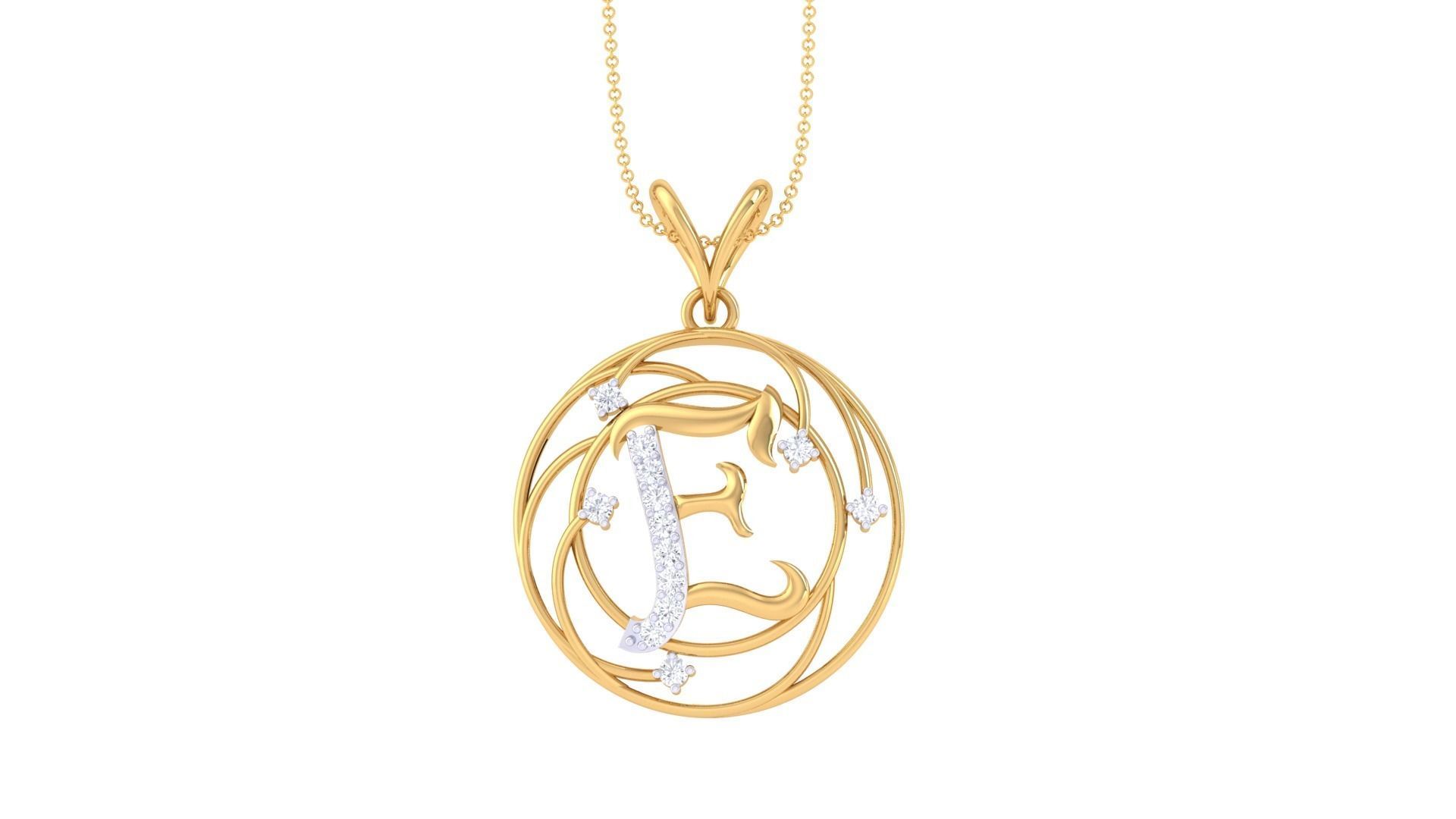 Alphabet - E Pendant 3dm STL OBJ FBX Renders Details 3D print model_3