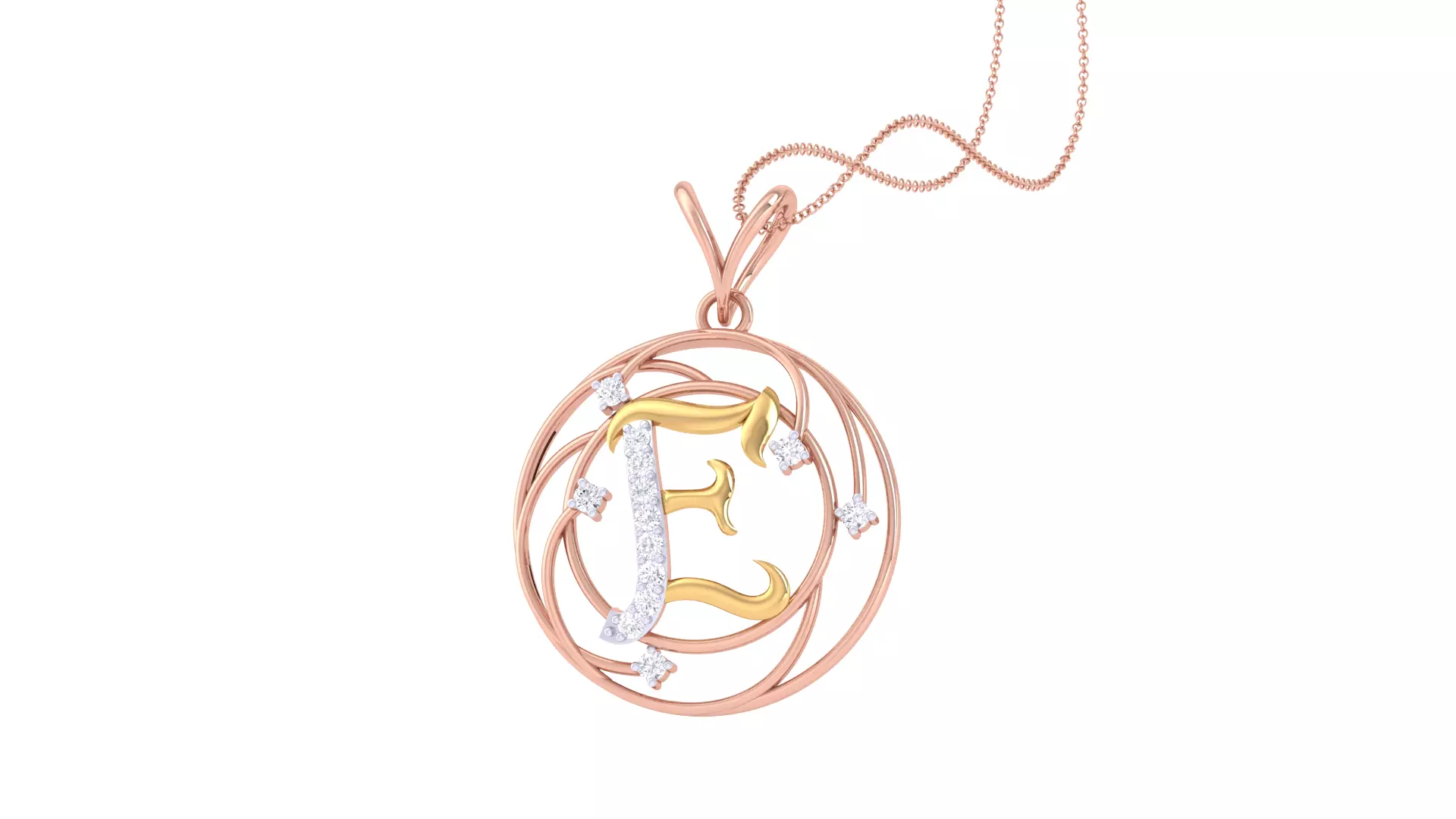 Alphabet - E Pendant 3dm STL OBJ FBX Renders Details 3D print model_0