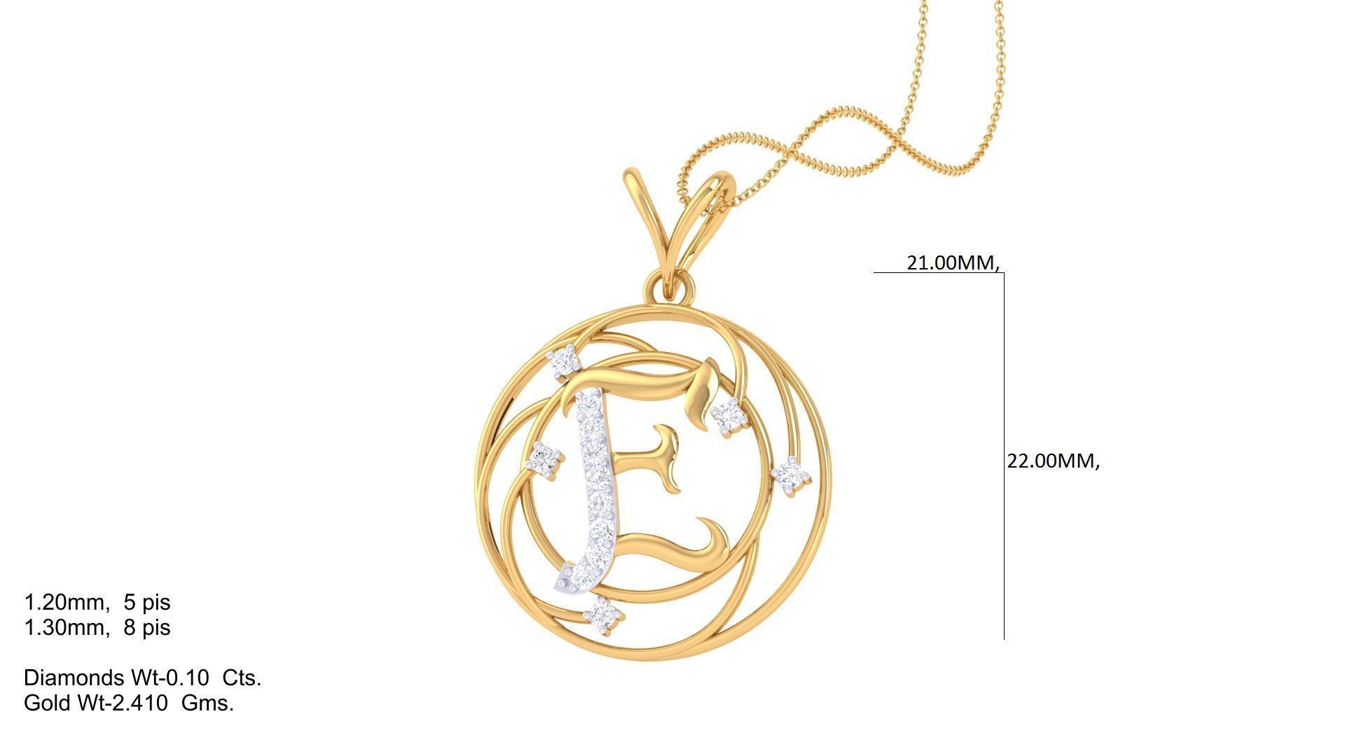 Alphabet - E Pendant 3dm STL OBJ FBX Renders Details 3D print model_1