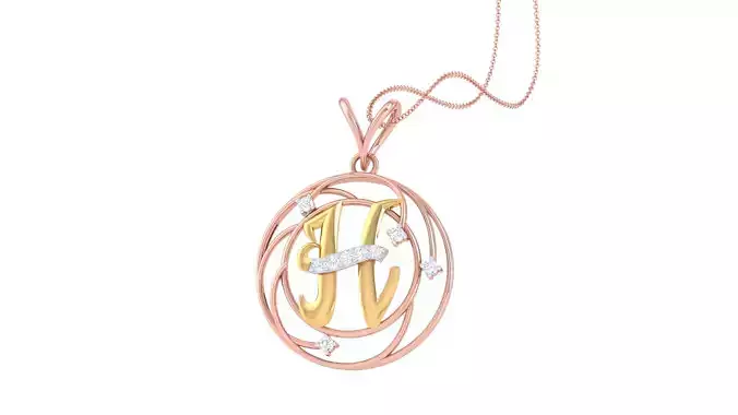Alphabet - H Pendant 3dm STL OBJ FBX Renders Details 3D print model