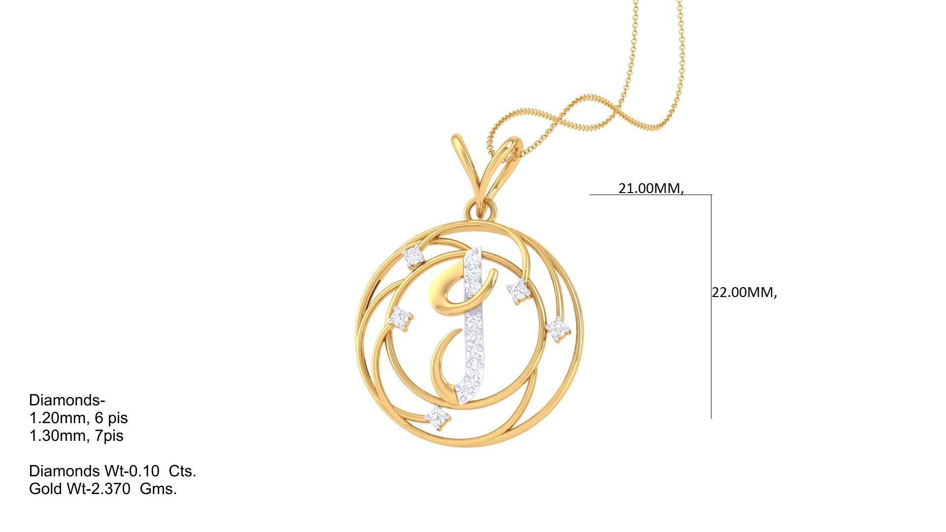 Alphabet - I Pendant 3dm STL OBJ FBX Renders Details 3D print model_1