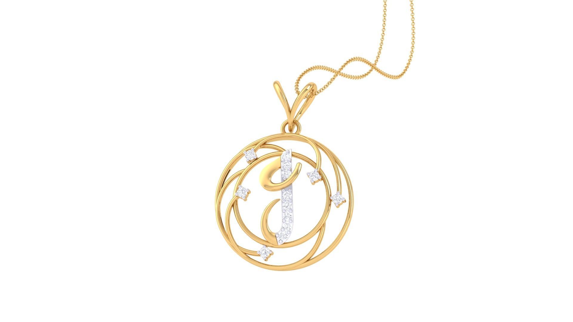 Alphabet - I Pendant 3dm STL OBJ FBX Renders Details 3D print model_2