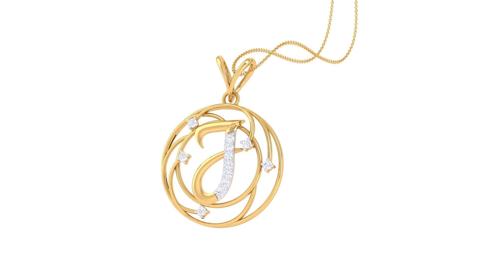Alphabet - J Pendant 3dm STL OBJ FBX Renders Details 3D print model_2