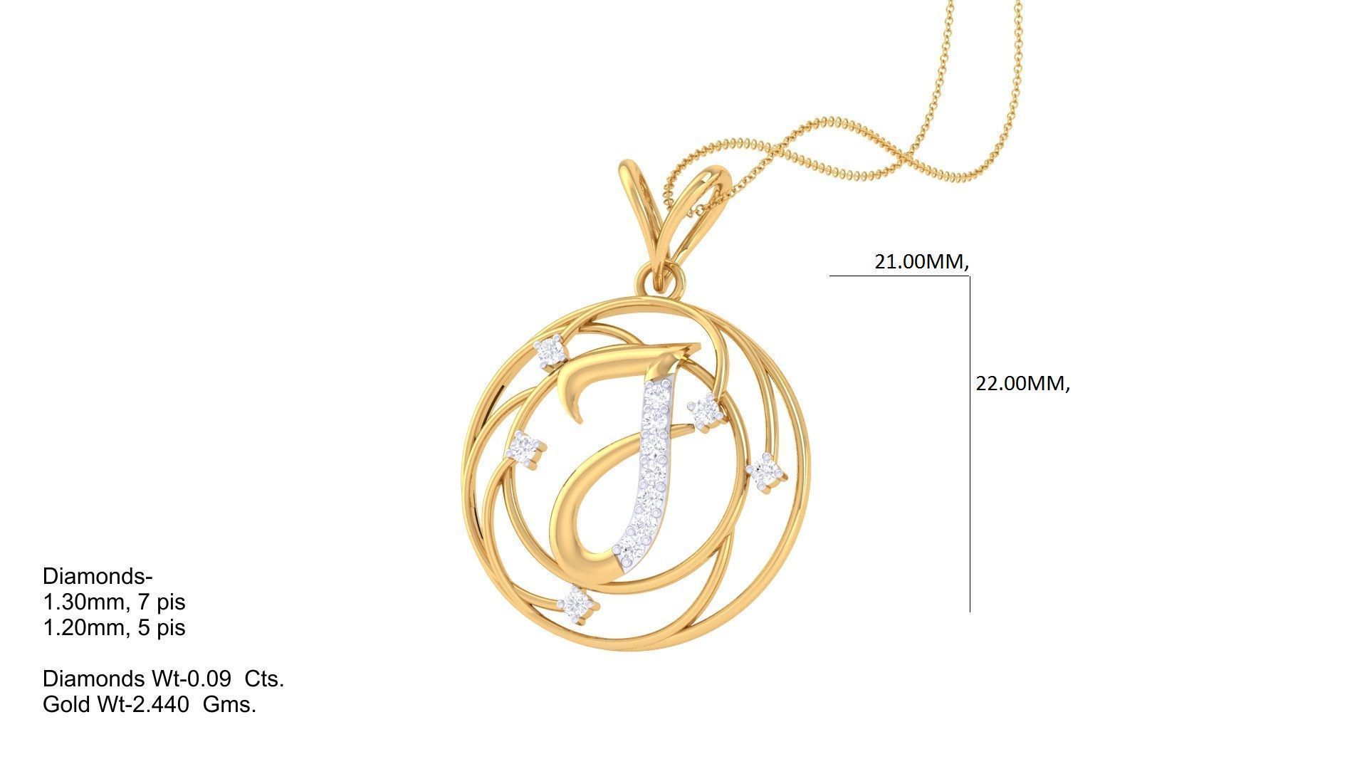 Alphabet - J Pendant 3dm STL OBJ FBX Renders Details 3D print model_1