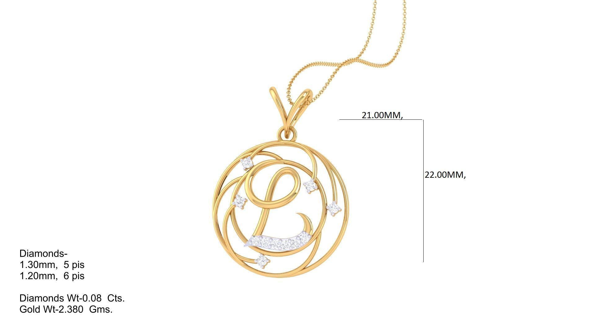 Alphabet - L Pendant 3dm STL OBJ FBX Renders Details 3D print model_1