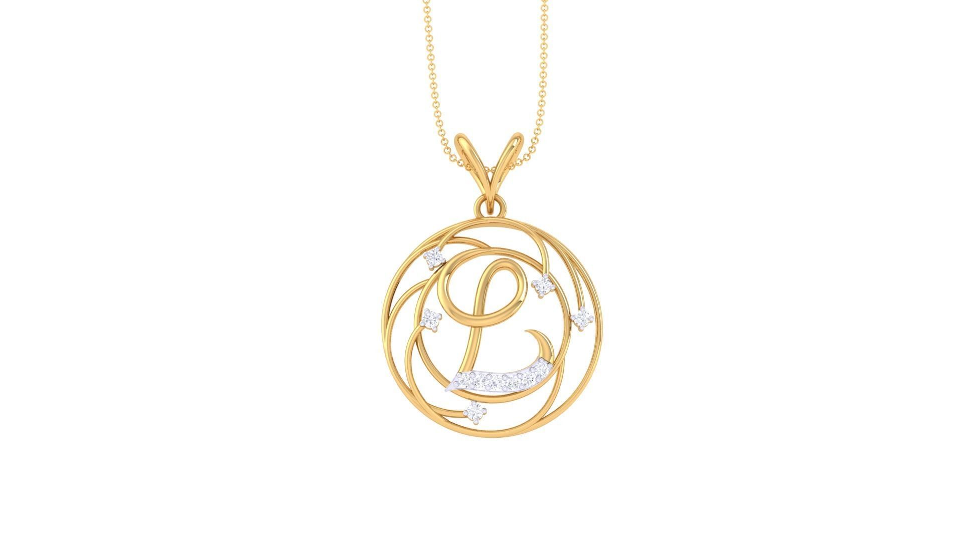 Alphabet - L Pendant 3dm STL OBJ FBX Renders Details 3D print model_3