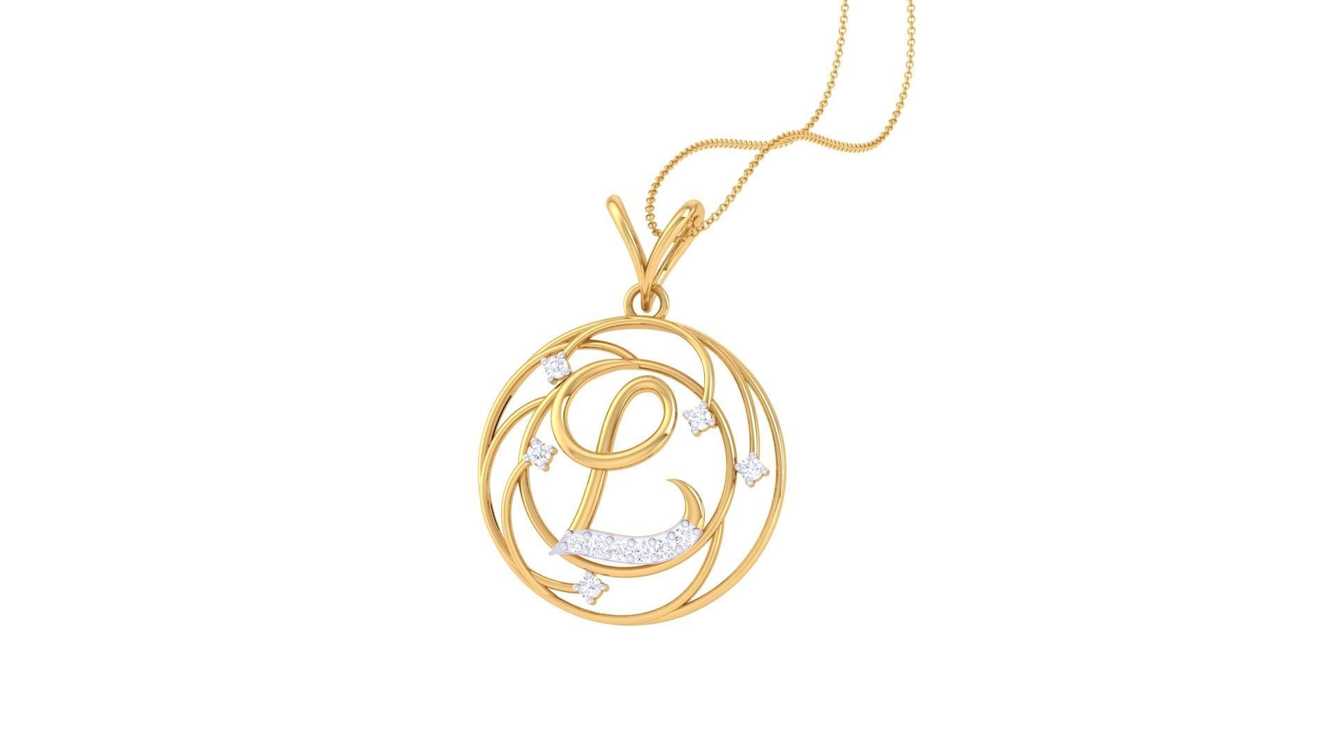 Alphabet - L Pendant 3dm STL OBJ FBX Renders Details 3D print model_2