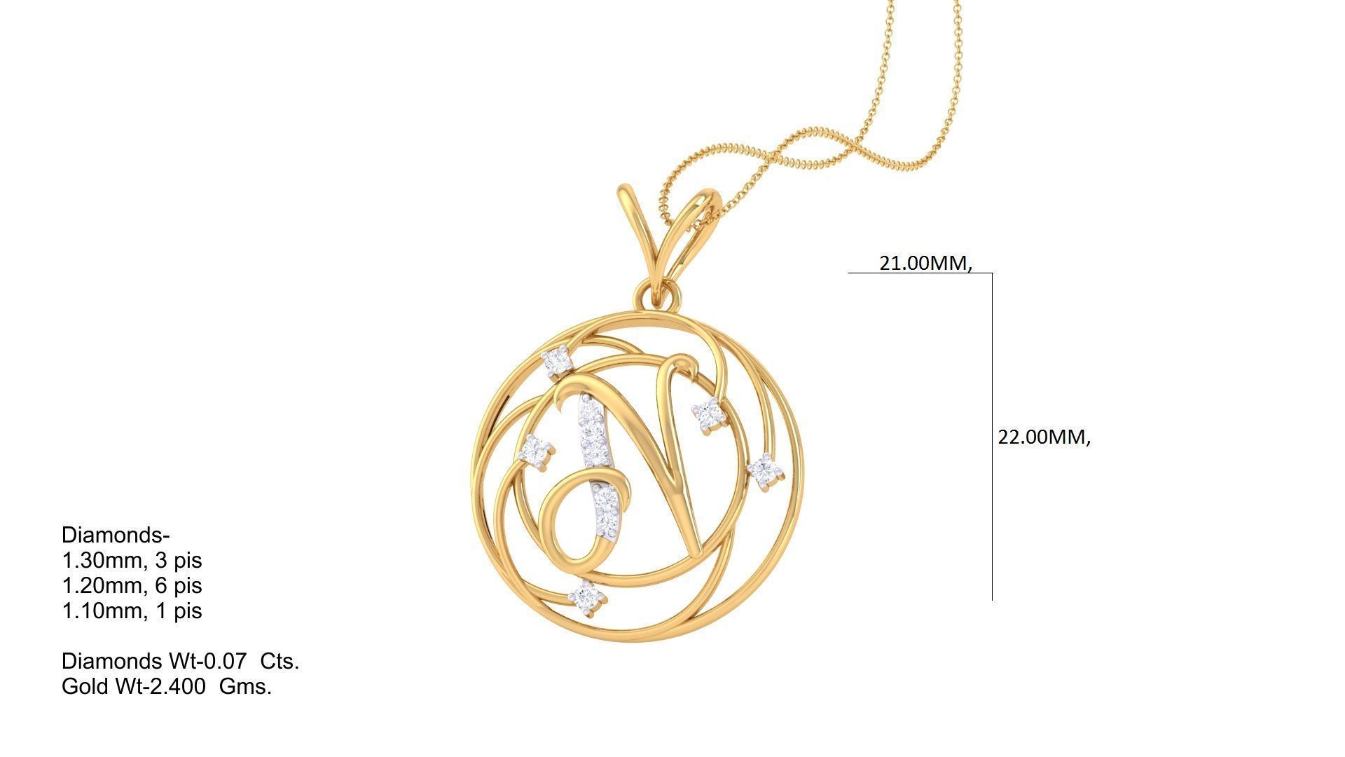 Alphabet - N Pendant 3dm STL OBJ FBX Renders Details 3D print model_1