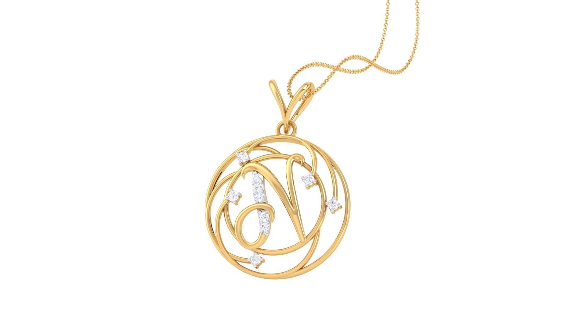 Alphabet - N Pendant 3dm STL OBJ FBX Renders Details 3D print model_2