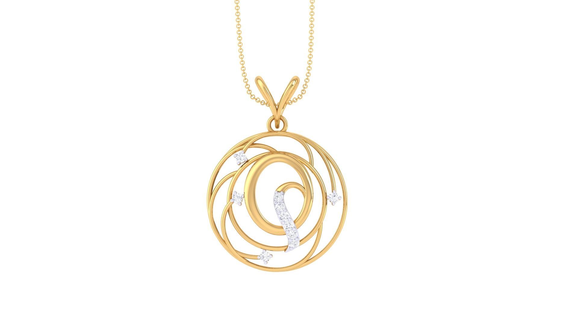 Alphabet - Q Pendant 3dm STL OBJ FBX Renders Details 3D print model_3