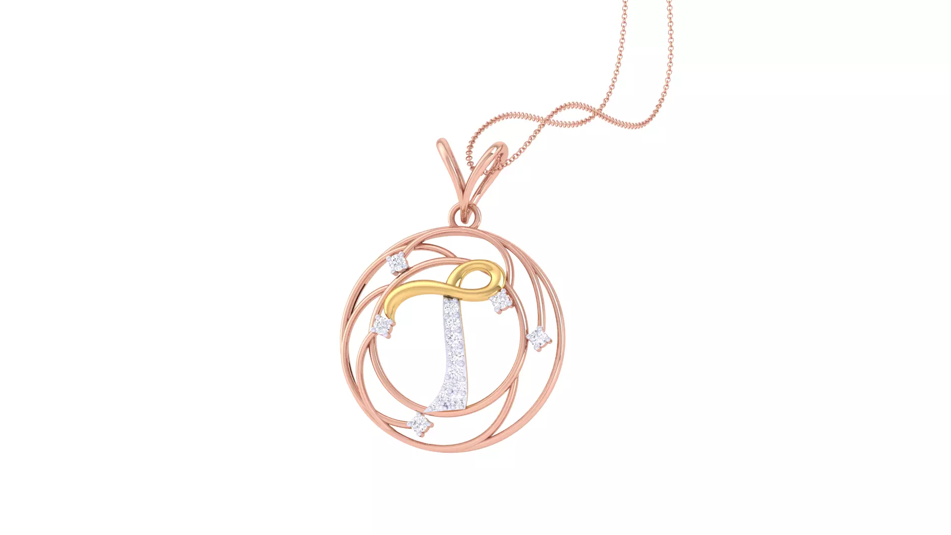 Alphabet - T Pendant 3dm STL OBJ FBX Renders Details 3D print model_0