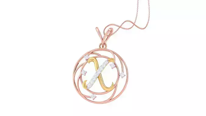 Alphabet - X Pendant 3dm STL OBJ FBX Renders Details