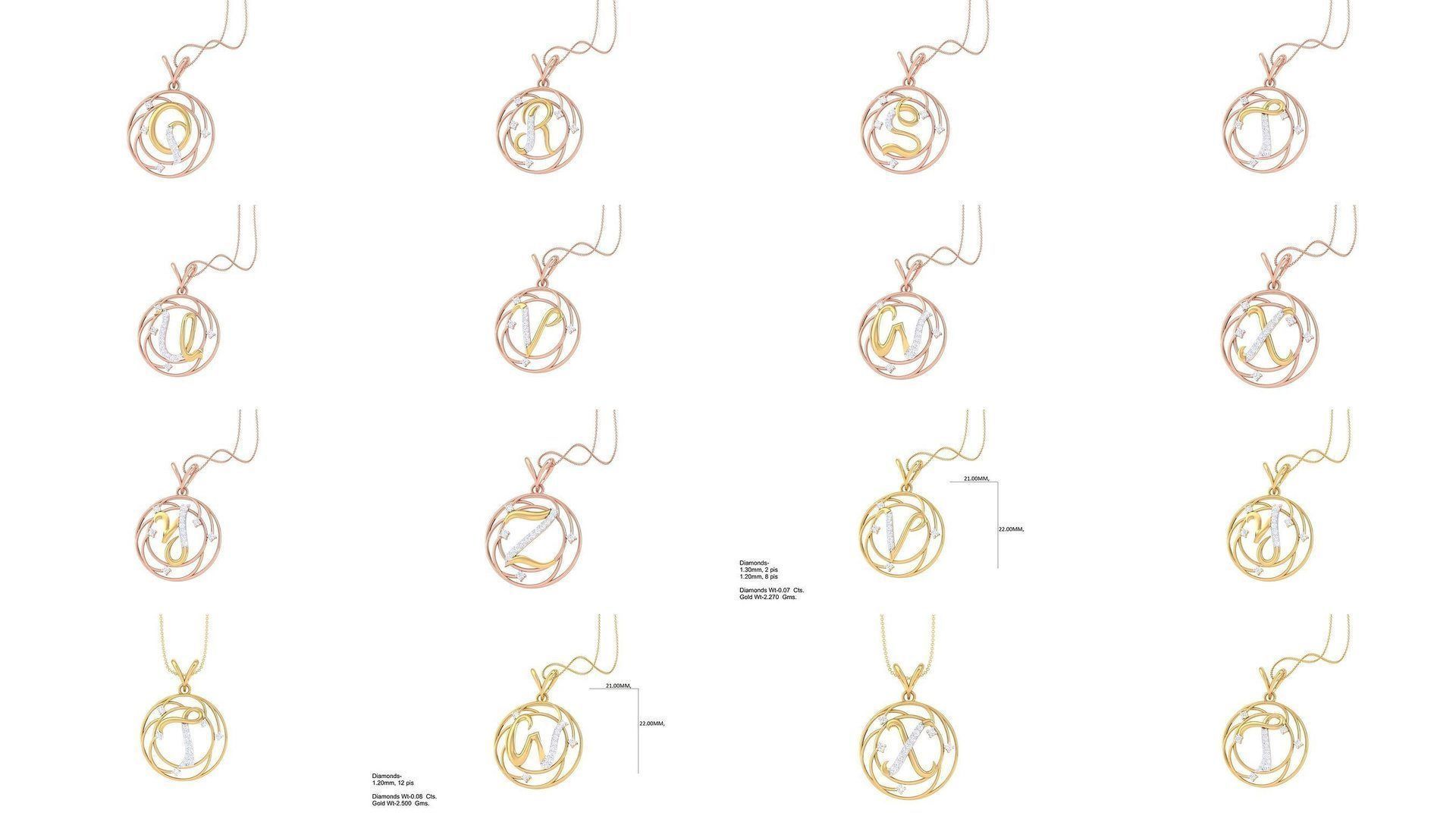 26 Alphabet Pendant 3dm STL OBJ FBX Renders Details Collection _1