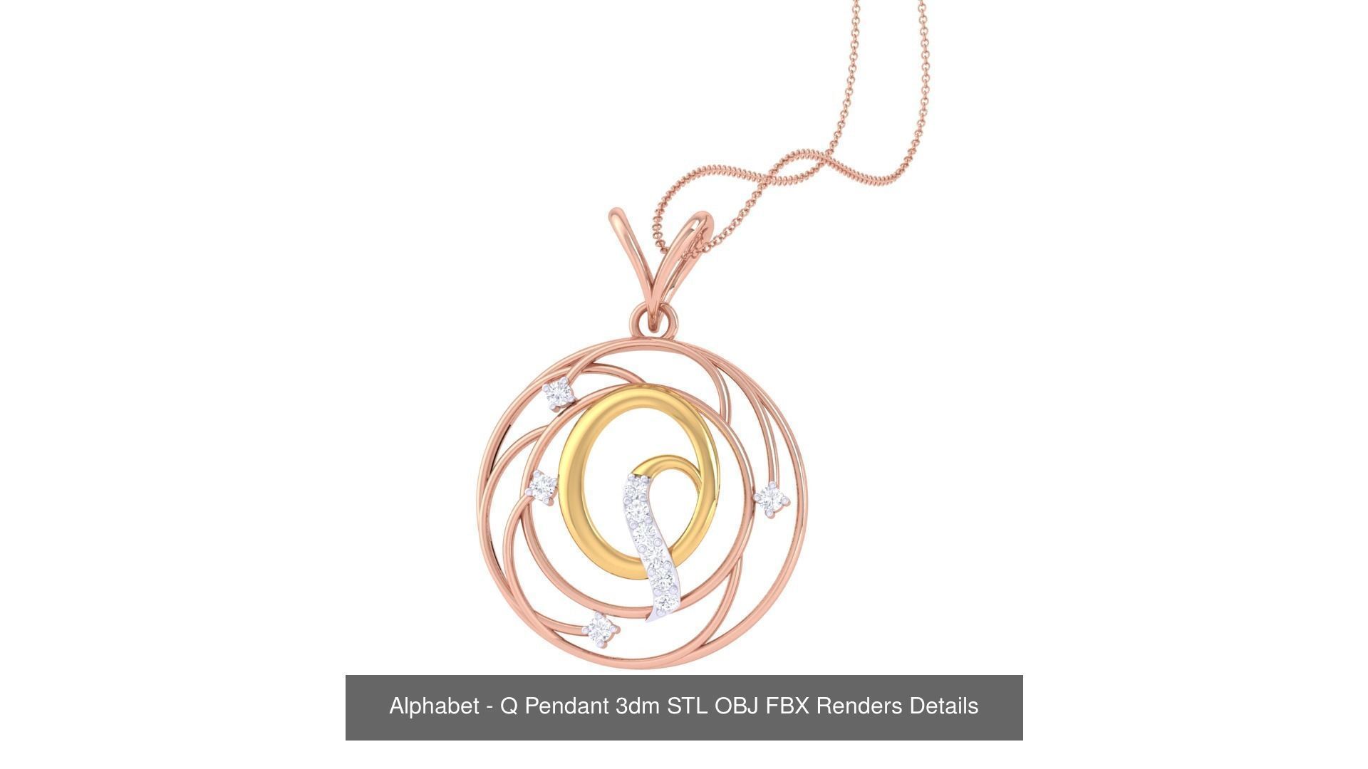 26 Alphabet Pendant 3dm STL OBJ FBX Renders Details Collection _19