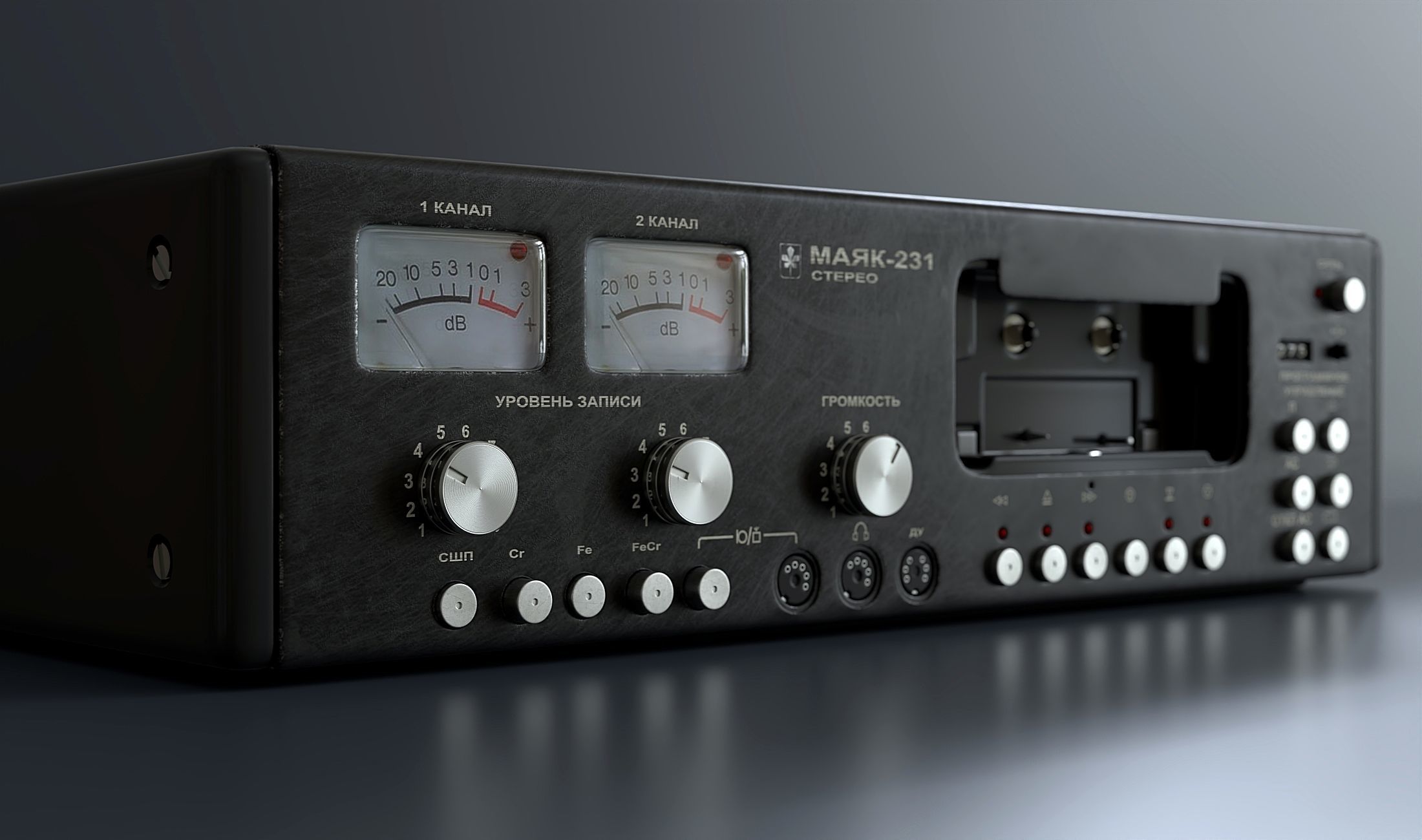 Rare cassette tape recorder 3D model_1