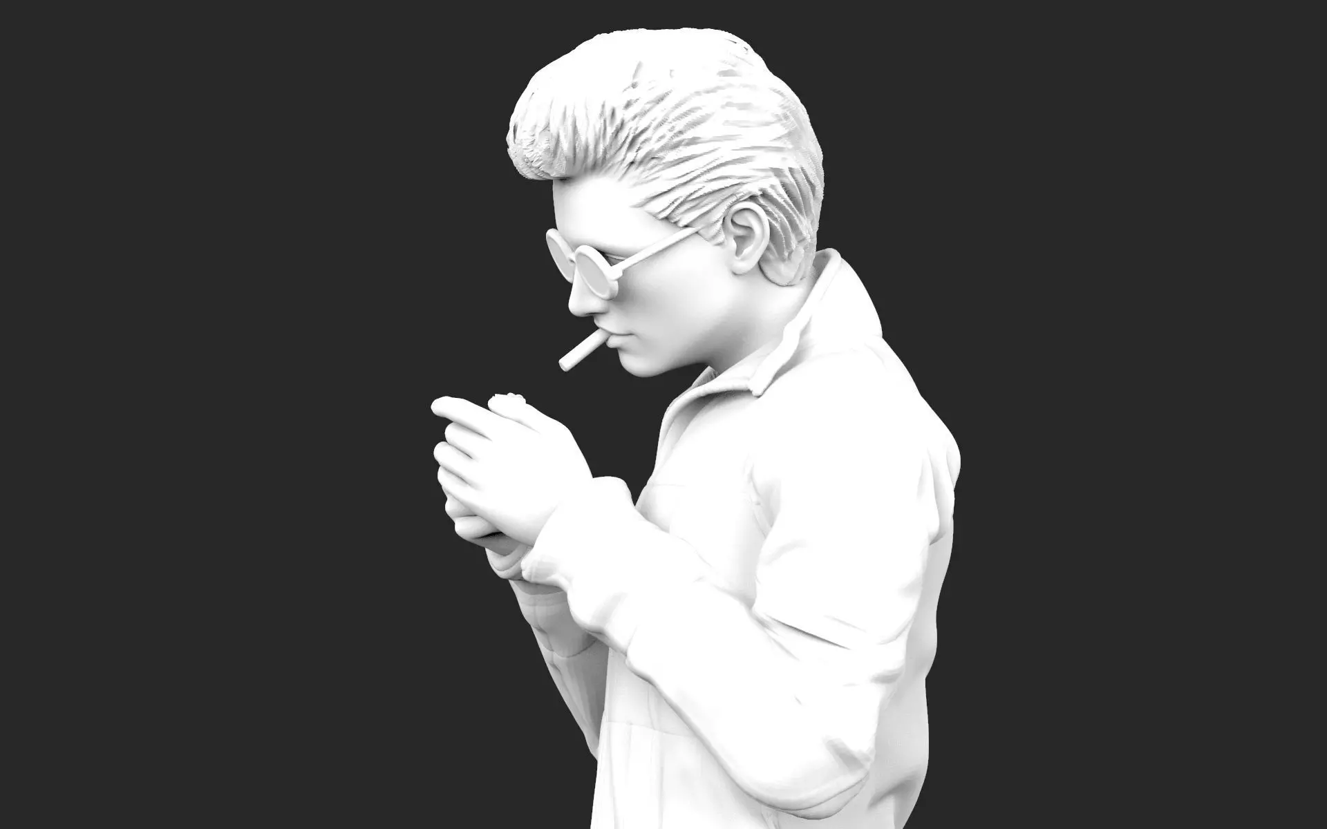 Maverick man smoking cigarette 3D print model