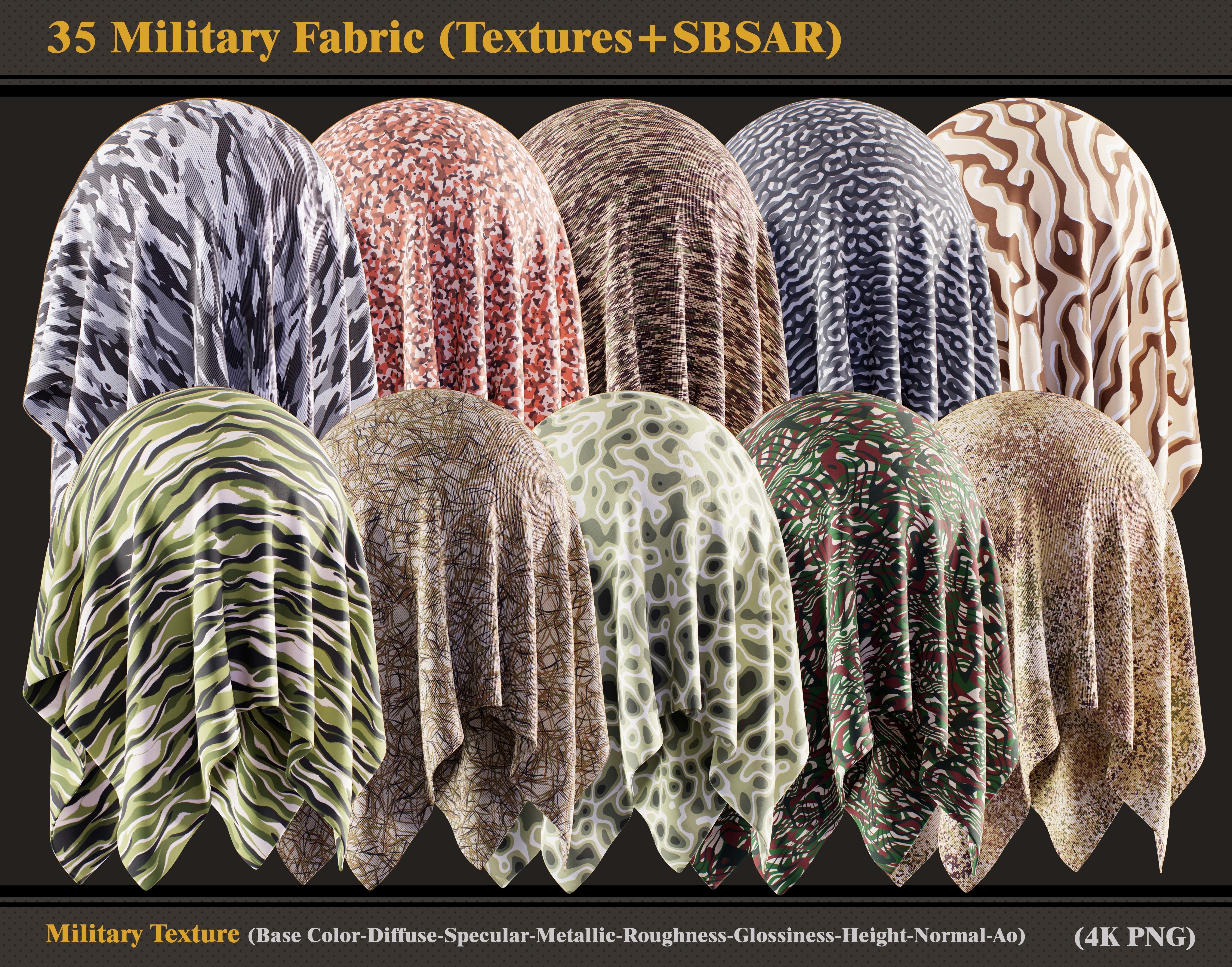 35 Military Fabric Texture and SBSAR 3D model_1