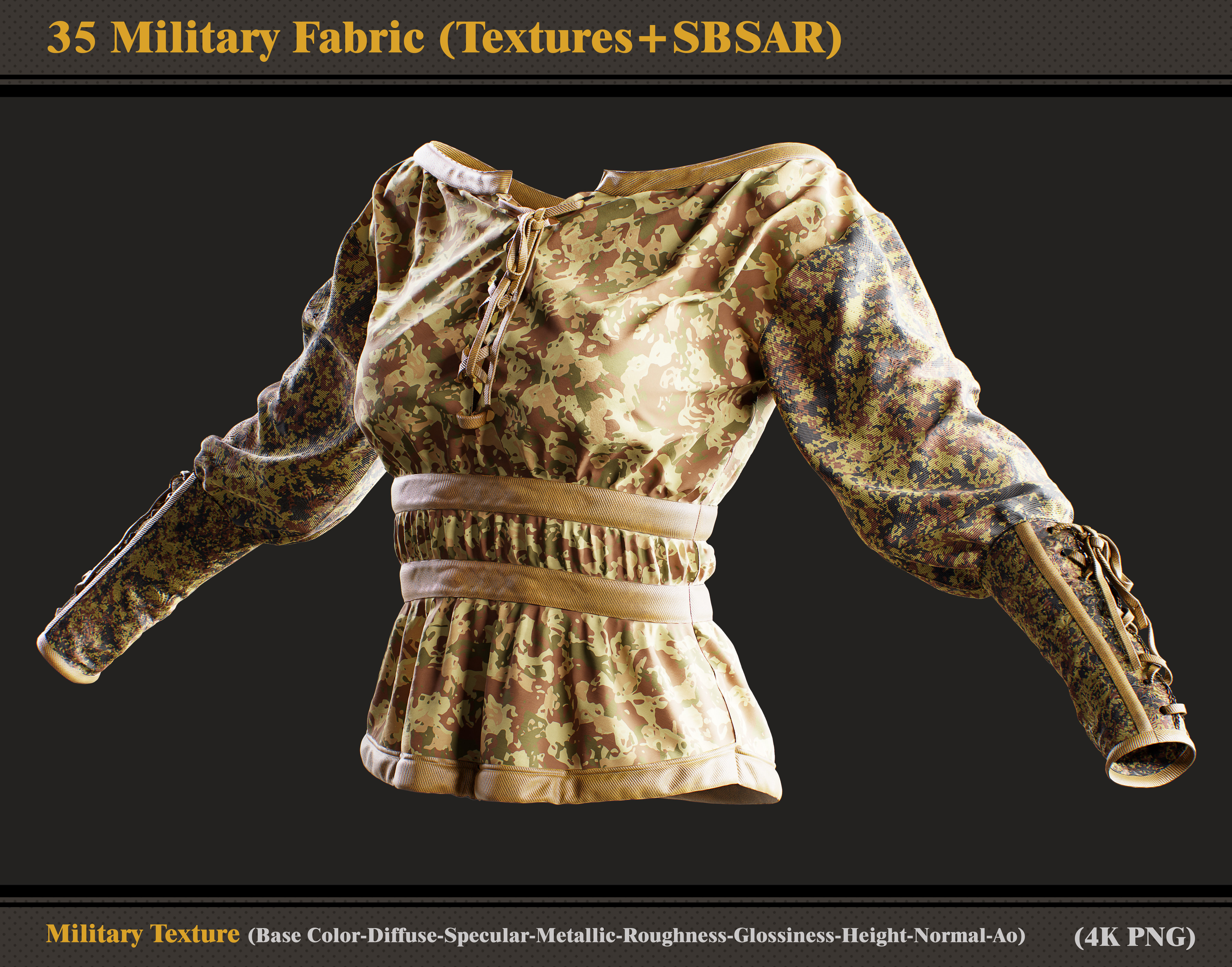 35 Military Fabric Texture and SBSAR 3D model_4