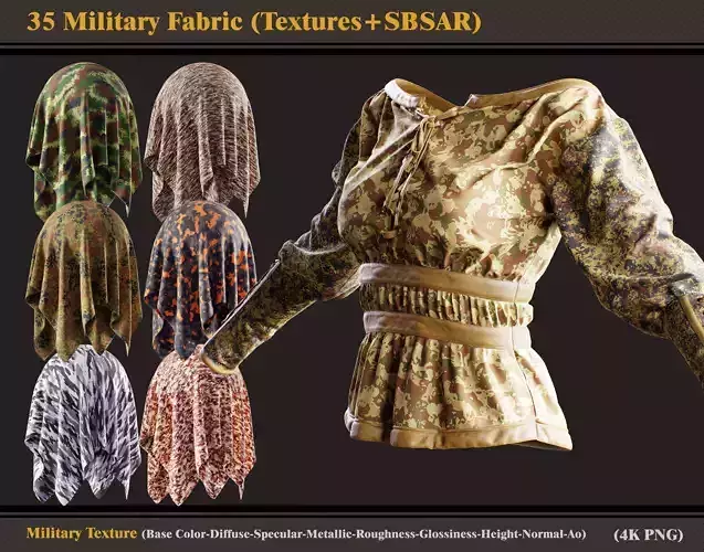 35 Military Fabric Texture and SBSAR 3D model