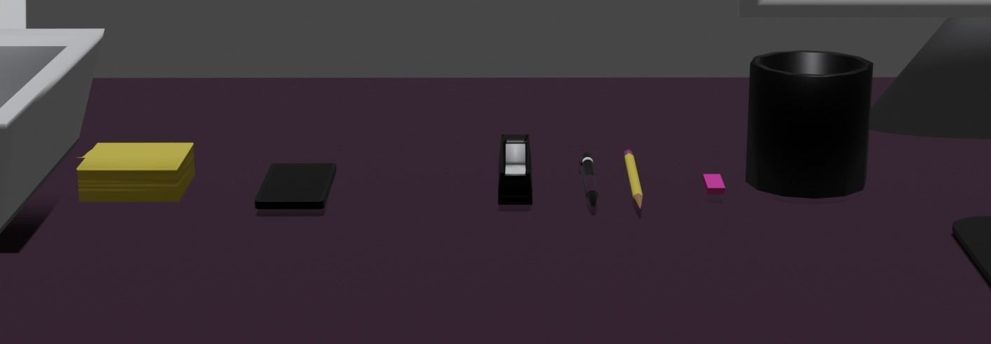 Office Desk  Low-poly 3D model_1