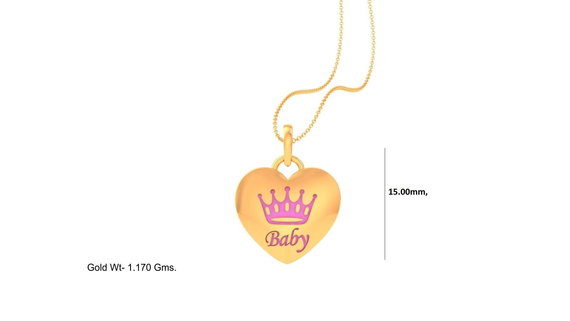 Baby Crown Kids Heart Pendants 3dm STL OBJ FBX Renders Details 3D print model_1