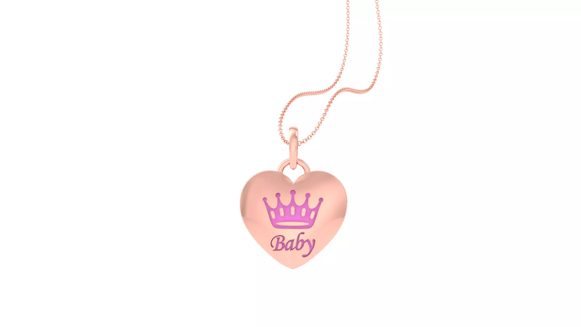 Baby Crown Kids Heart Pendants 3dm STL OBJ FBX Renders Details 3D print model_0