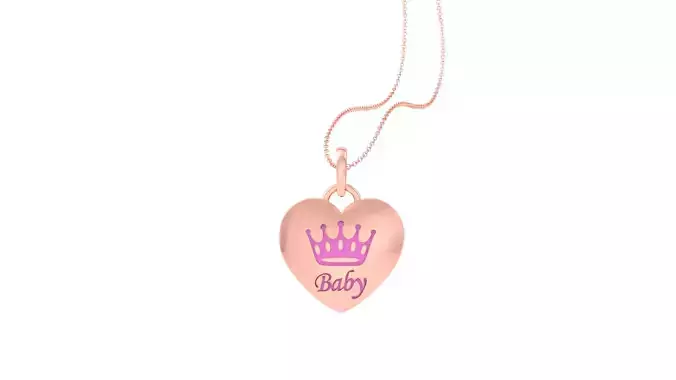 Baby Crown Kids Heart Pendants 3dm STL OBJ FBX Renders Details 3D print model