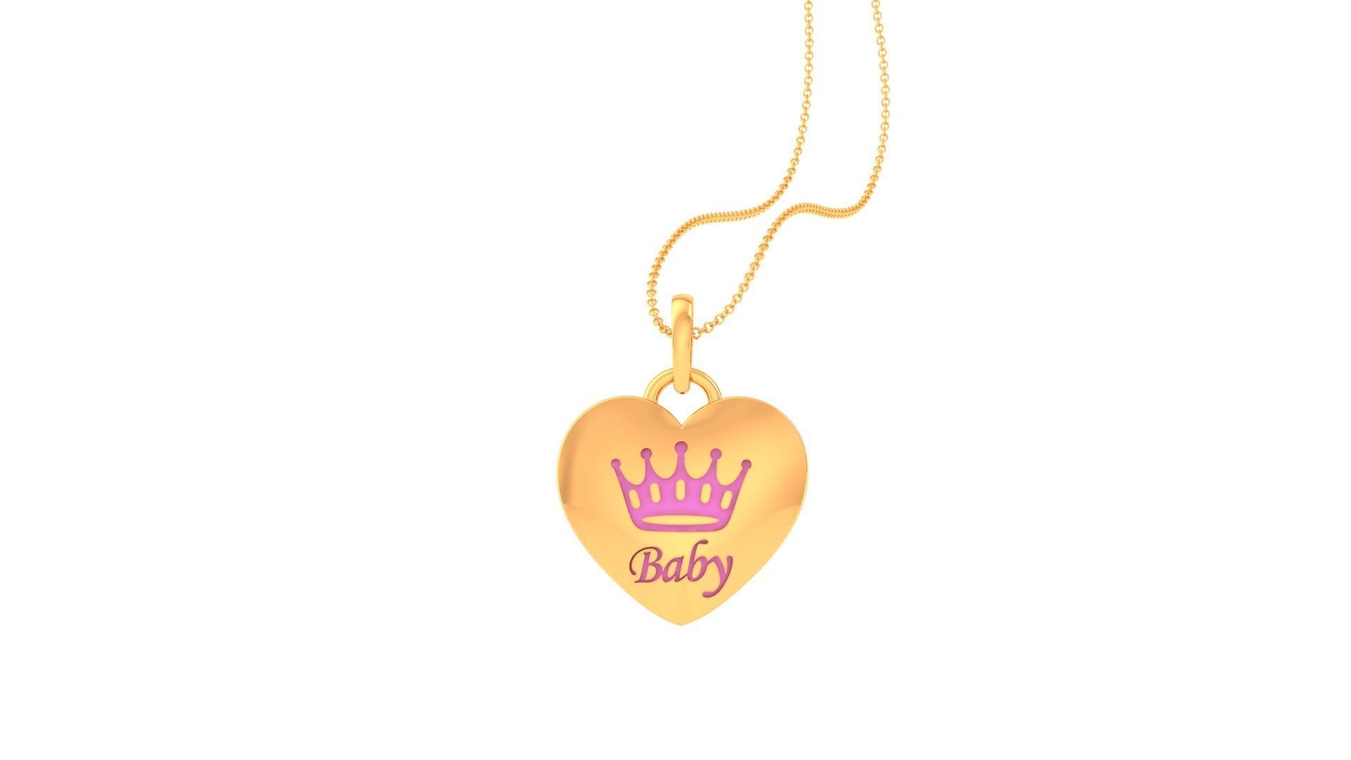 Baby Crown Kids Heart Pendants 3dm STL OBJ FBX Renders Details 3D print model_2