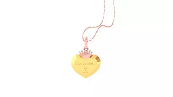 Kids Pendants With Heart And Crown  3dm STL OBJ FBX Renders 