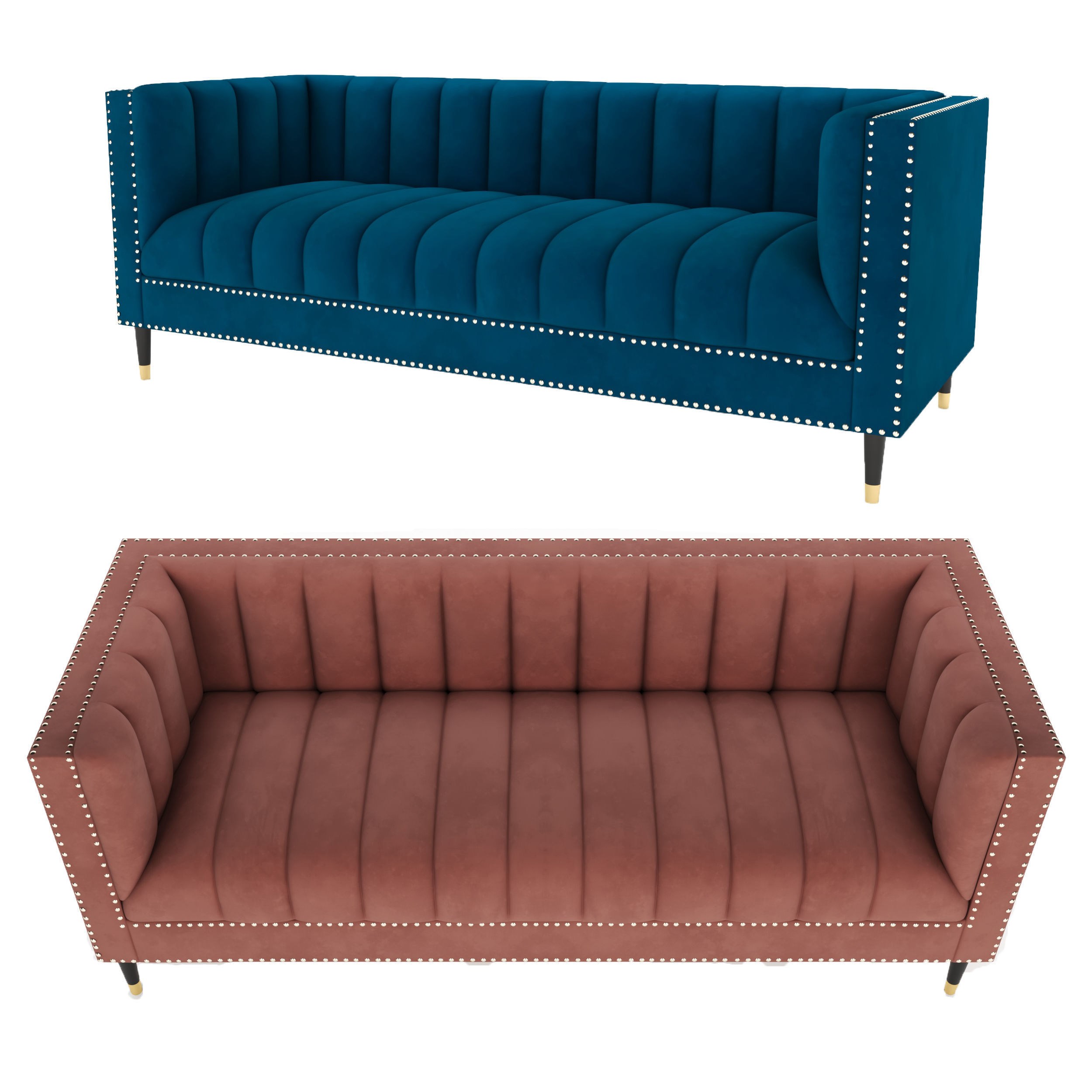 Nicole Miller velvet sofa 3D model_2